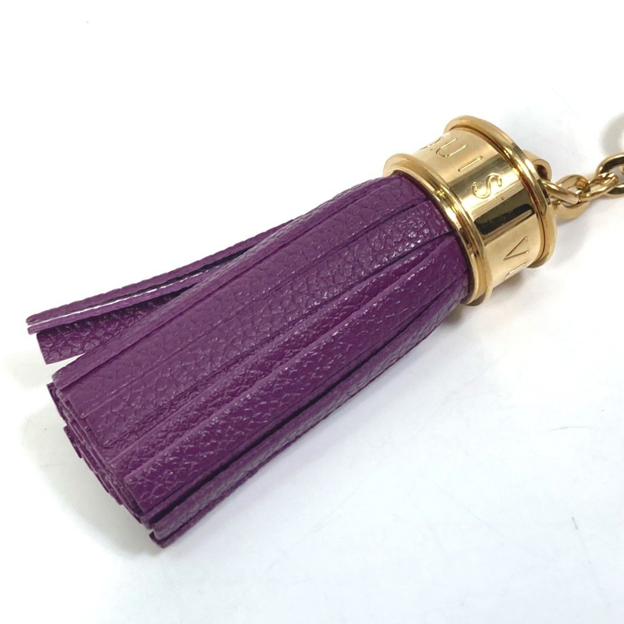 Louis Vuitton LOUIS VUITTON M65124 Tassel Ribbon Key Ring Bag Charm Keychain Leather Women's Purple Size ONE SIZE - 7 Thumbnail