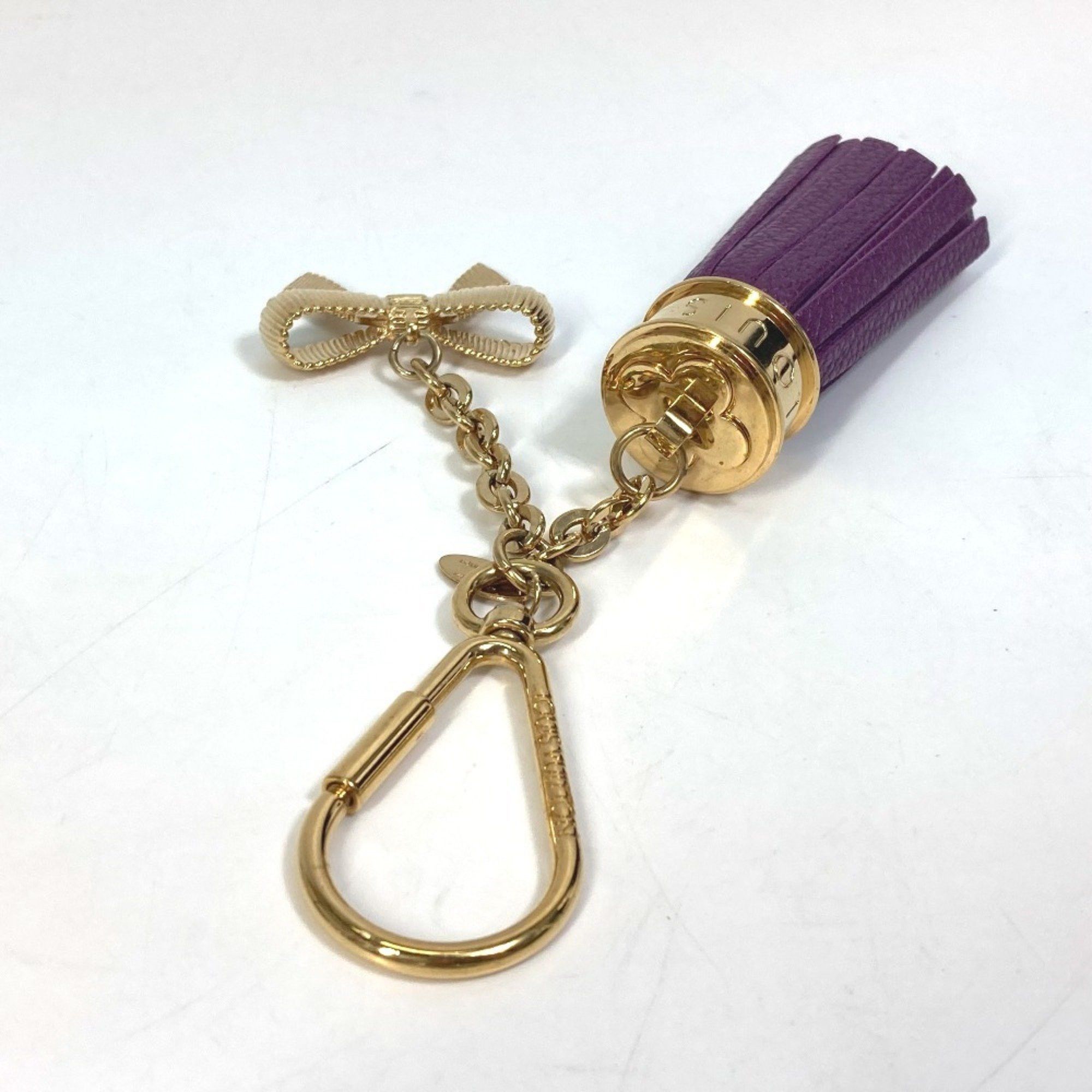 Louis Vuitton LOUIS VUITTON M65124 Tassel Ribbon Key Ring Bag Charm Keychain Leather Women's Purple Size ONE SIZE - 2 Thumbnail