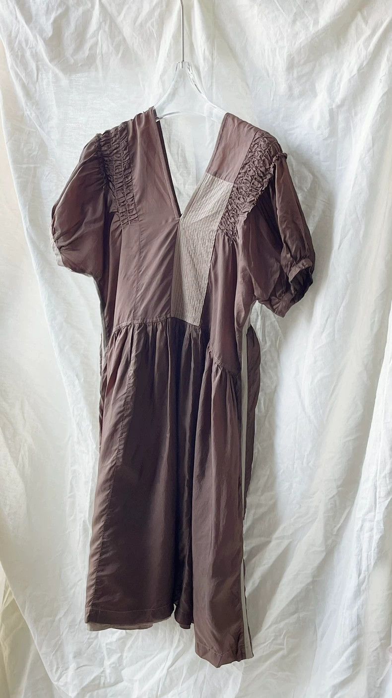 Comme des Garcons CDG Tricot Brown patchwork V-neck dress - dmc Size US 30 / EU 46 - 3 Thumbnail