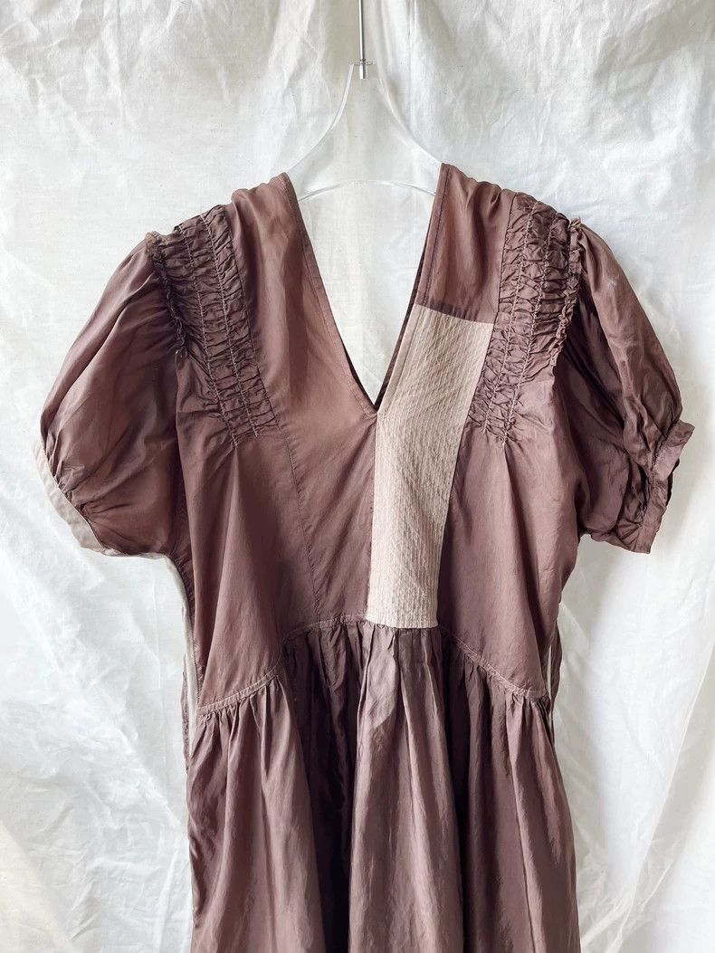 Comme des Garcons CDG Tricot Brown patchwork V-neck dress - dmc Size US 30 / EU 46 - 5 Thumbnail