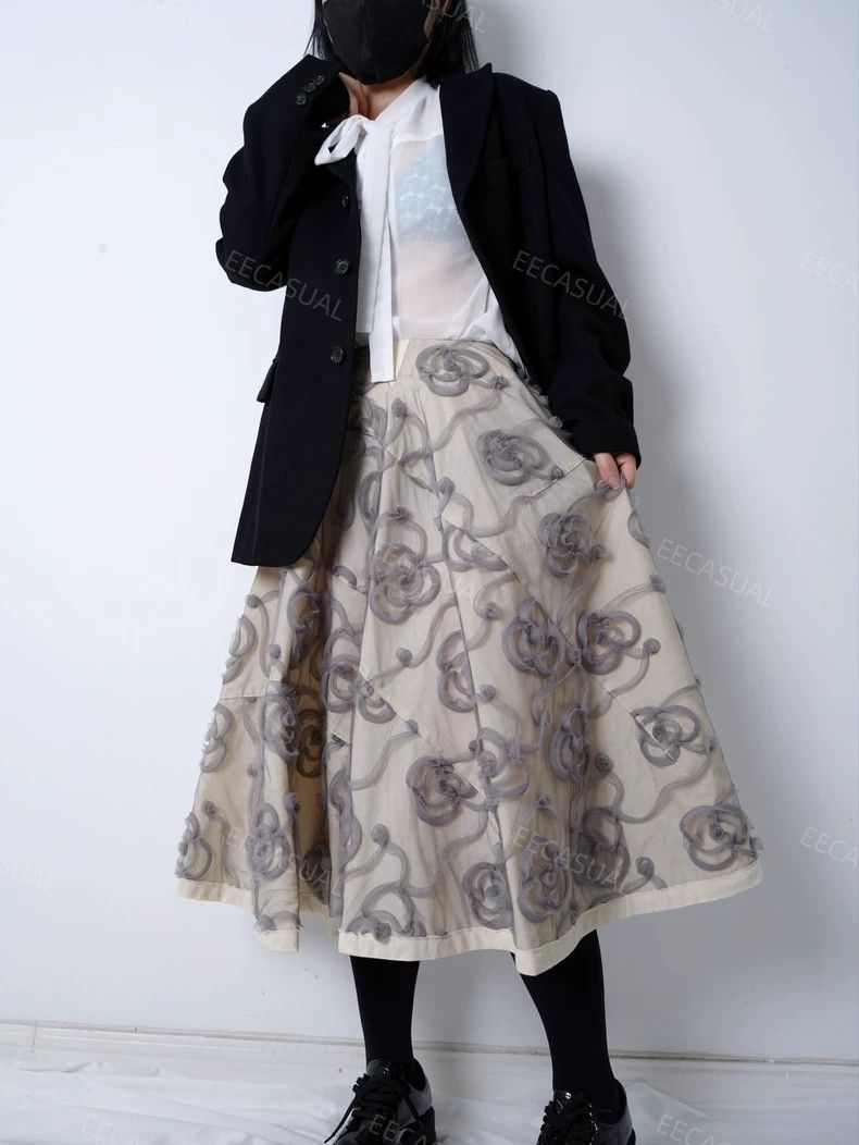 Comme des Garcons CDG Tricot Rose Embroidery Skirt 17SS - dmc Size US 30 / EU 46 - 3 Thumbnail
