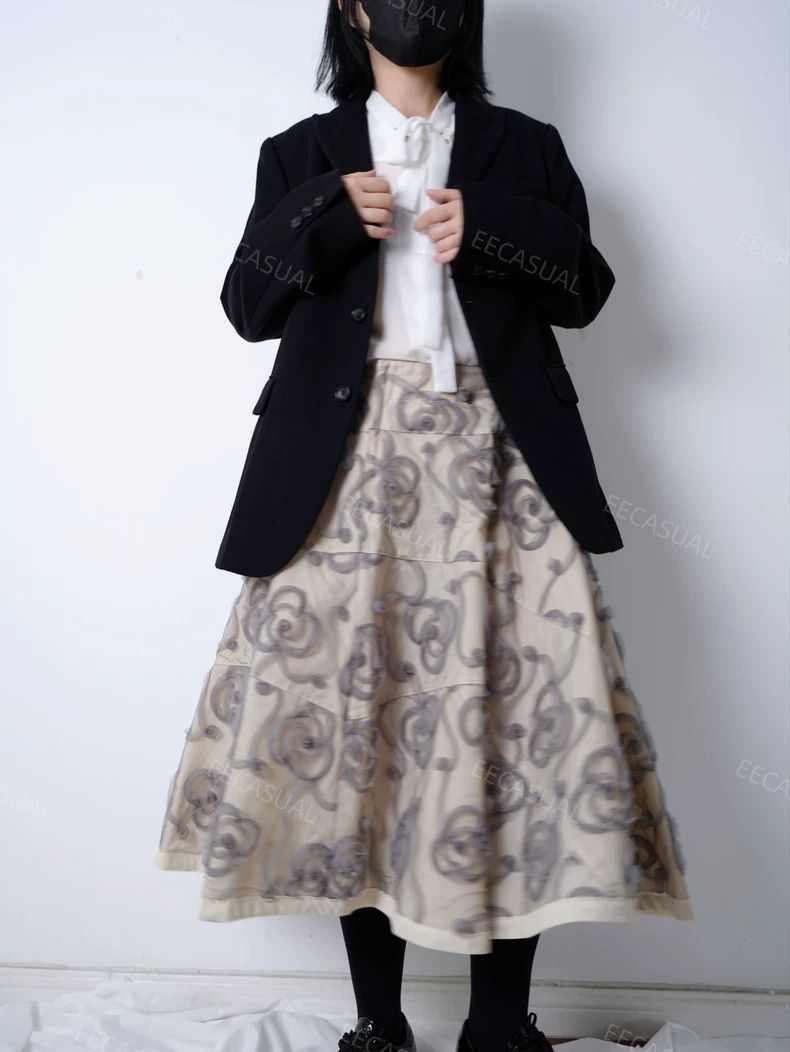 Comme des Garcons CDG Tricot Rose Embroidery Skirt 17SS - dmc Size US 30 / EU 46 - 6 Thumbnail