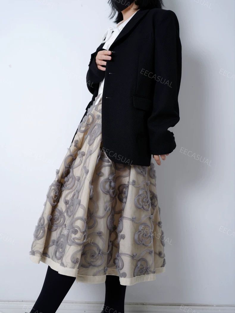Comme des Garcons CDG Tricot Rose Embroidery Skirt 17SS - dmc Size US 30 / EU 46 - 5 Thumbnail