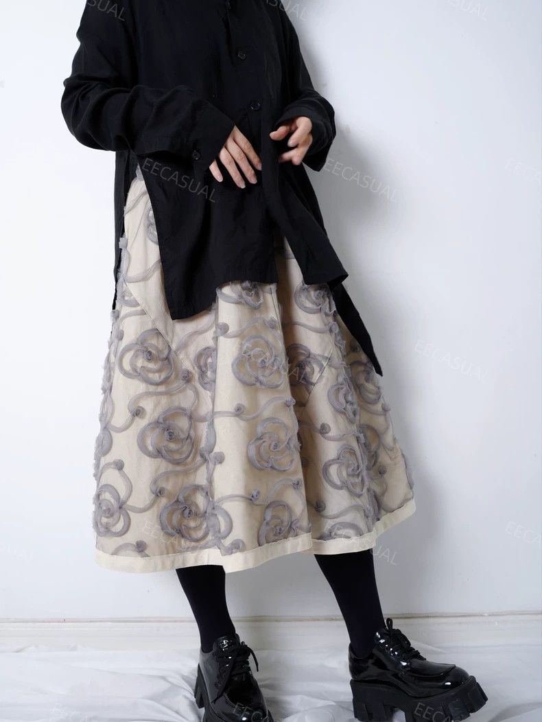 Comme des Garcons CDG Tricot Rose Embroidery Skirt 17SS - dmc Size US 30 / EU 46 - 7 Thumbnail