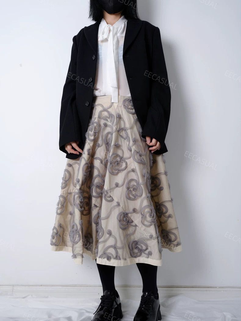 Comme des Garcons CDG Tricot Rose Embroidery Skirt 17SS - dmc Size US 30 / EU 46 - 2 Thumbnail