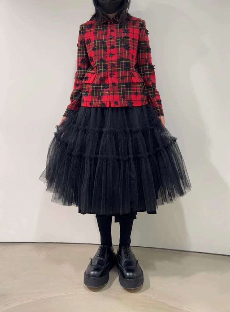 Comme des Garcons CDG comcom Red Plaid Embroidered Jacket - dmc Size US M / EU 48-50 / 2 - 2 Thumbnail