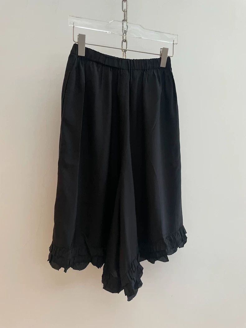 CDG Comcom Black Ruffled Wide-Leg Pants - dmc