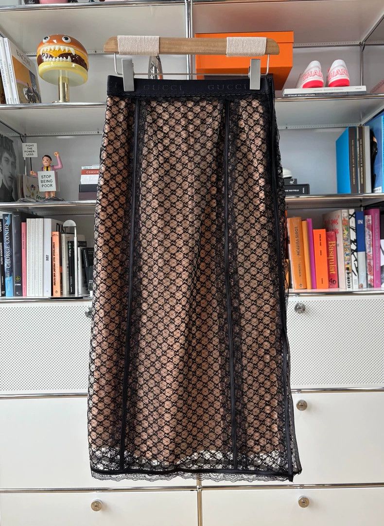 Gucci Gucci Monogram Lace Split Midi Skirt - dmc Size US 30 / EU 46 - 2 Thumbnail