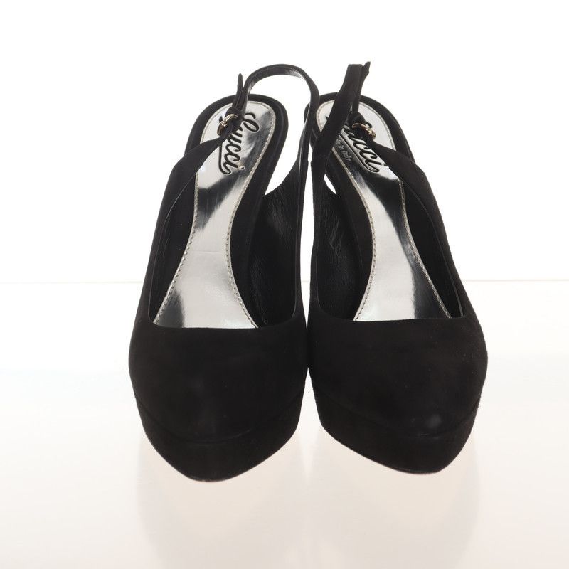 Gucci Gucci Black Suede High Heels with Buckle 0079 Size US 8 / IT 38 - 2 Thumbnail