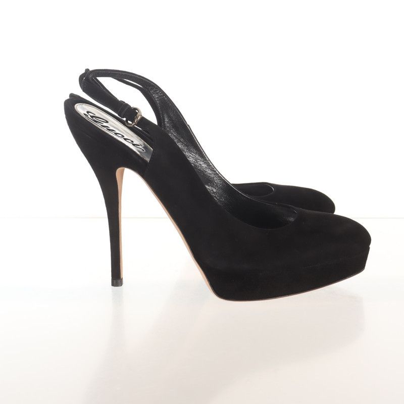 Gucci Gucci Black Suede High Heels with Buckle 0079 Size US 8 / IT 38 - 3 Thumbnail