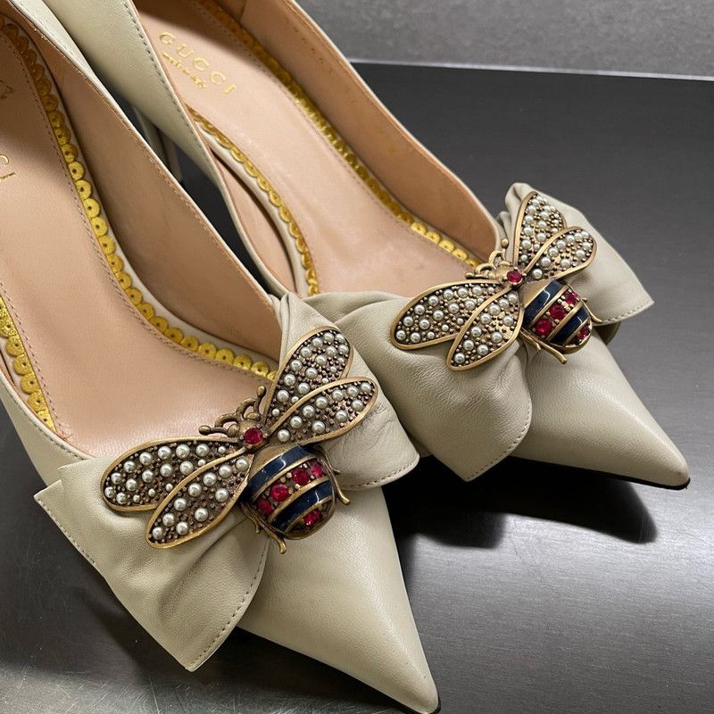 Gucci Gucci Bee Embellished Pointed High Heels 0079 Size US 8 / IT 38 - 9 Thumbnail