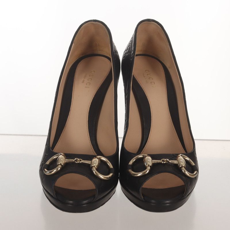 Gucci Gucci Peep-Toe High Heels in Black 0079 Size US 8 / IT 38 - 2 Thumbnail