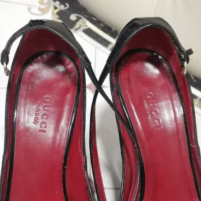 Gucci Gucci Black Wedge Heels with Signature Detail 0079 Size US 8 / IT 38 - 10 Thumbnail