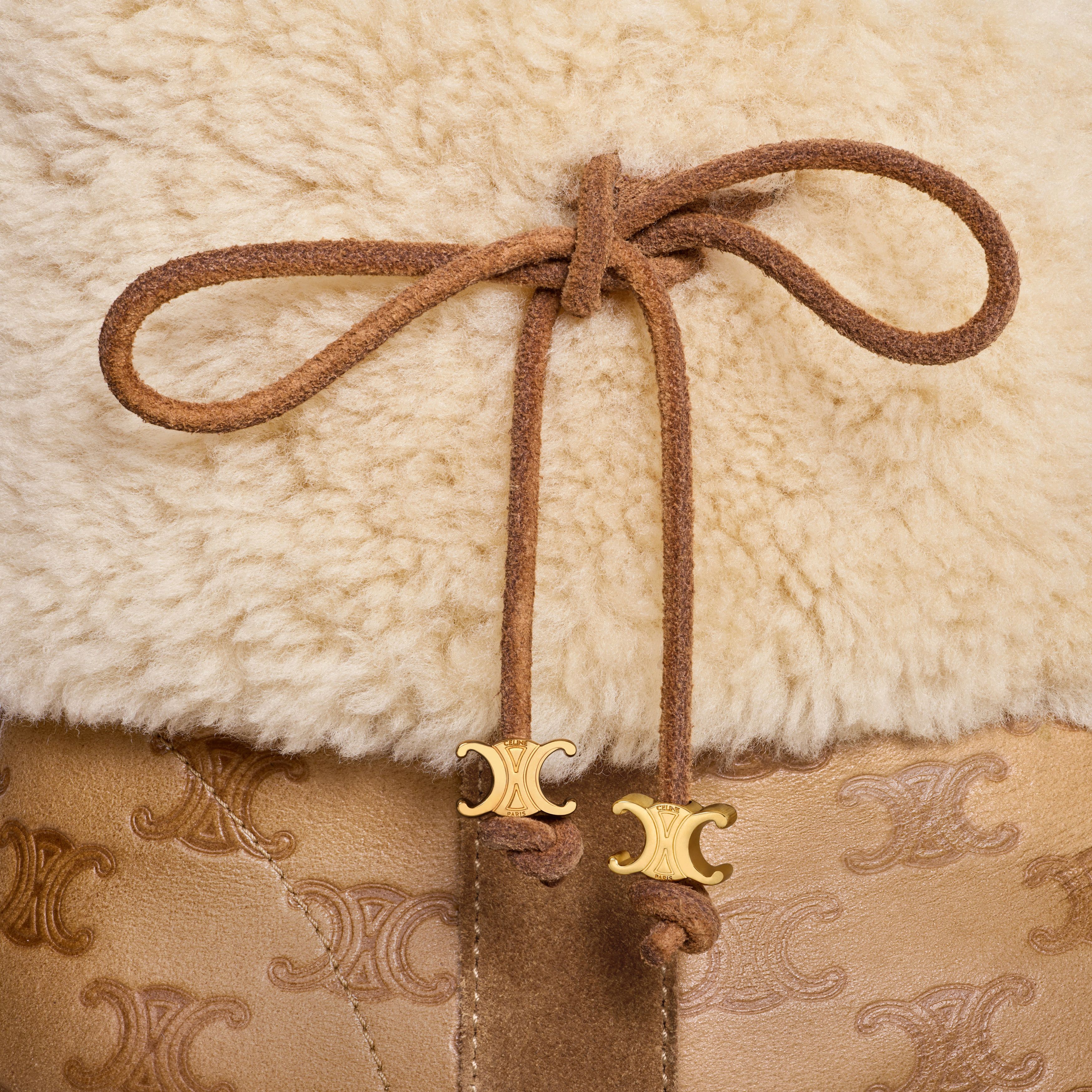 Celine CELINE BULKY CROPPED TRIOMPHE BOOT in SUEDE STAMPED CALFSKIN AND SHEARLING Size US 5 / IT 35 - 5 Thumbnail