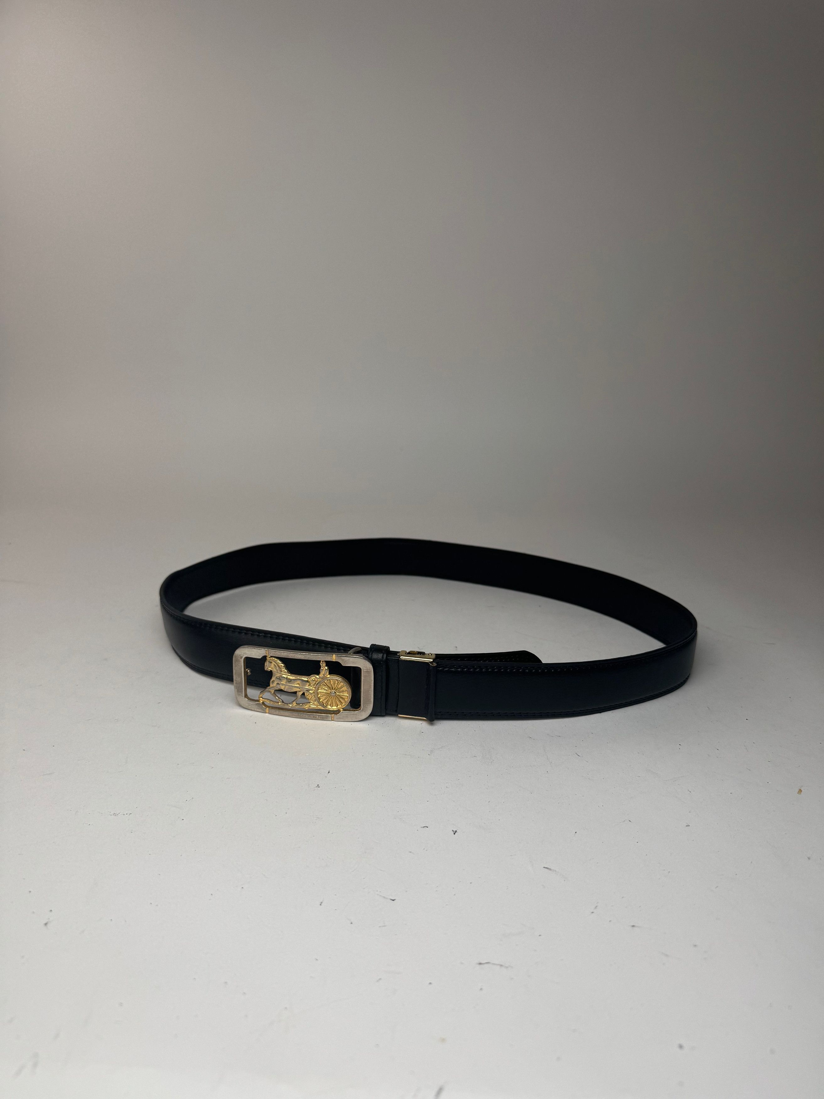 Celine Vintage Paris Carriage Logo leather belt black Size ONE SIZE - 9 Thumbnail