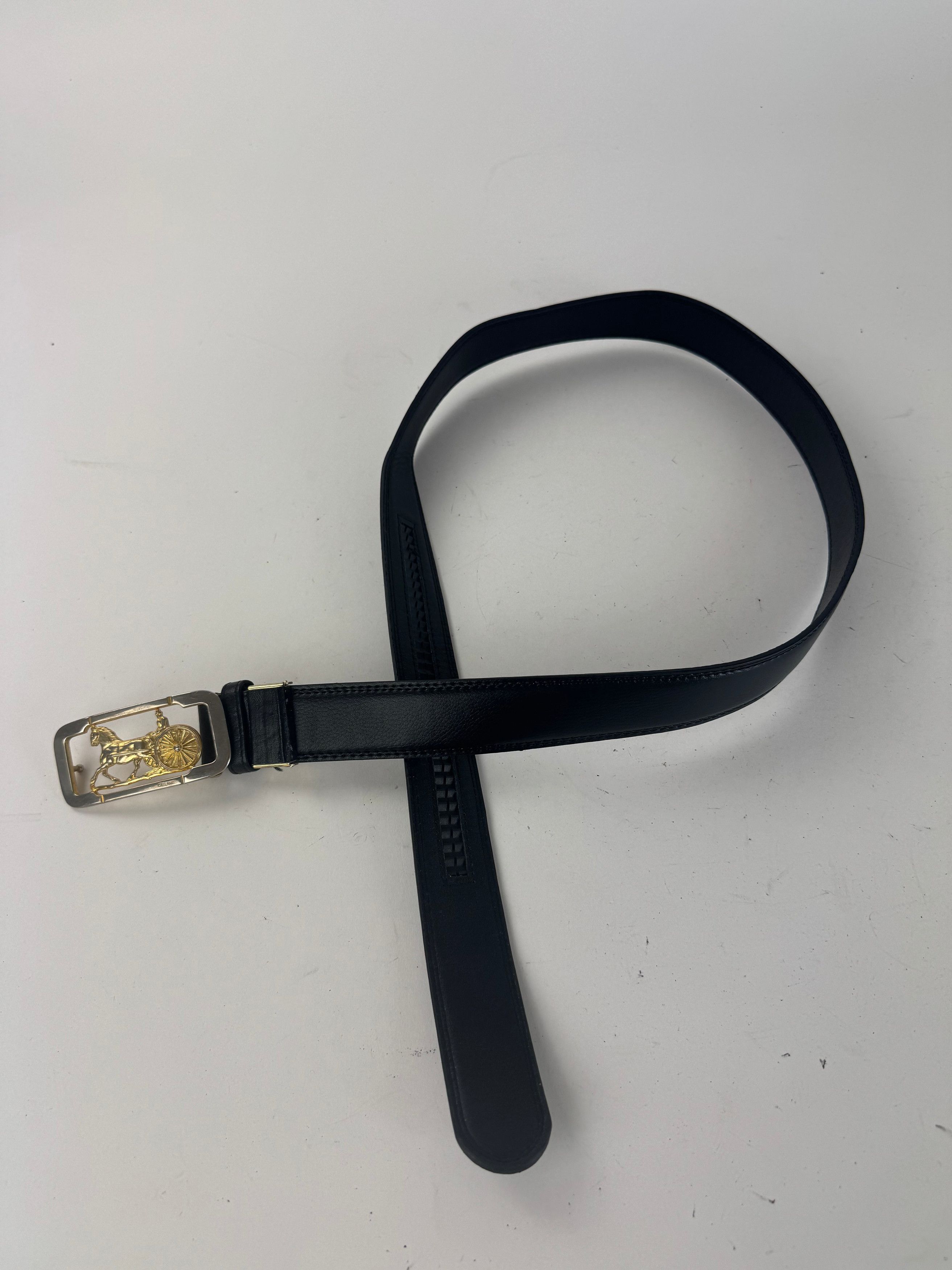Celine Vintage Paris Carriage Logo leather belt black Size ONE SIZE - 7 Thumbnail