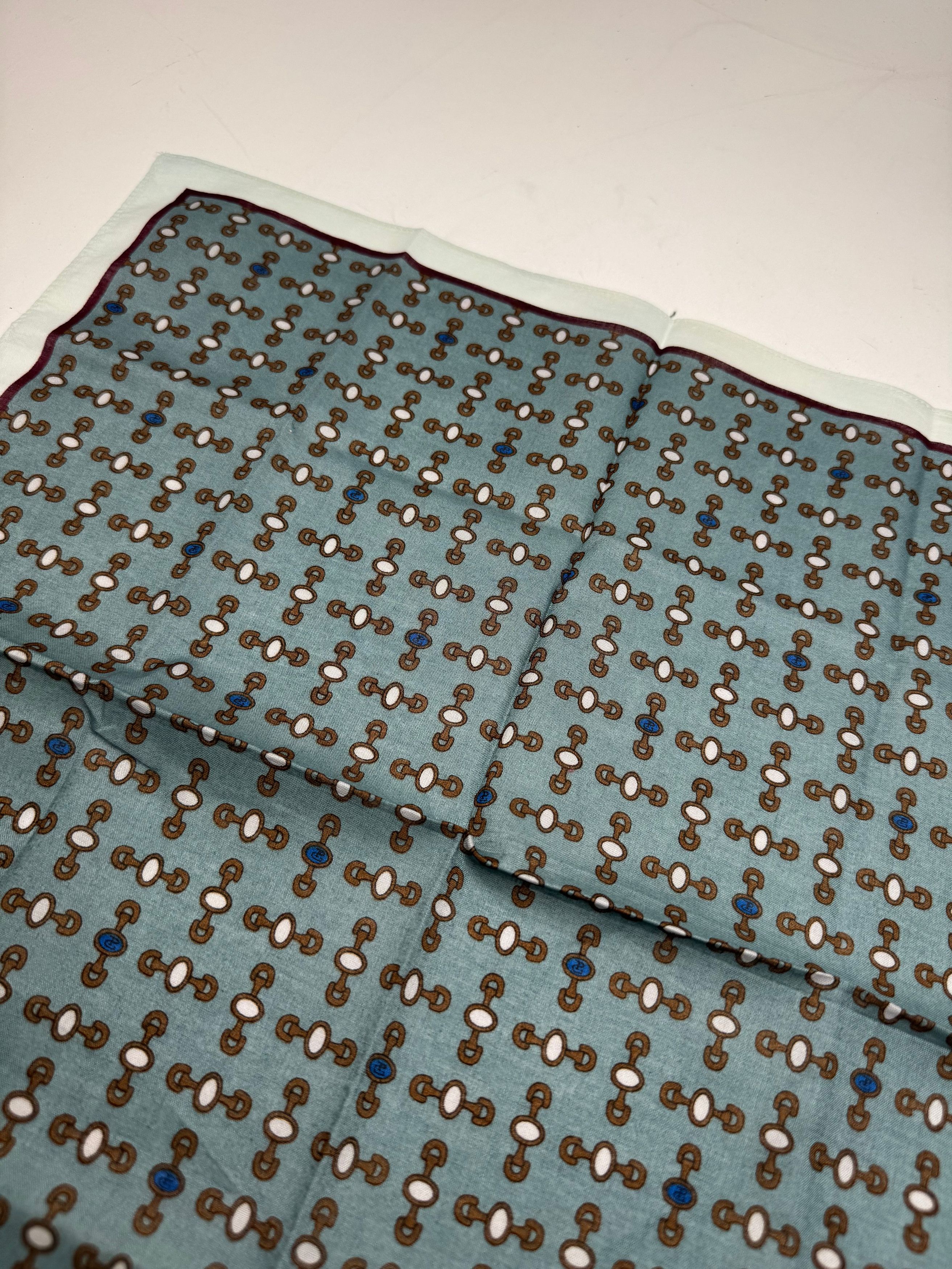 Gucci Vintage Horsebit Scarf Blue black Size ONE SIZE - 6 Thumbnail