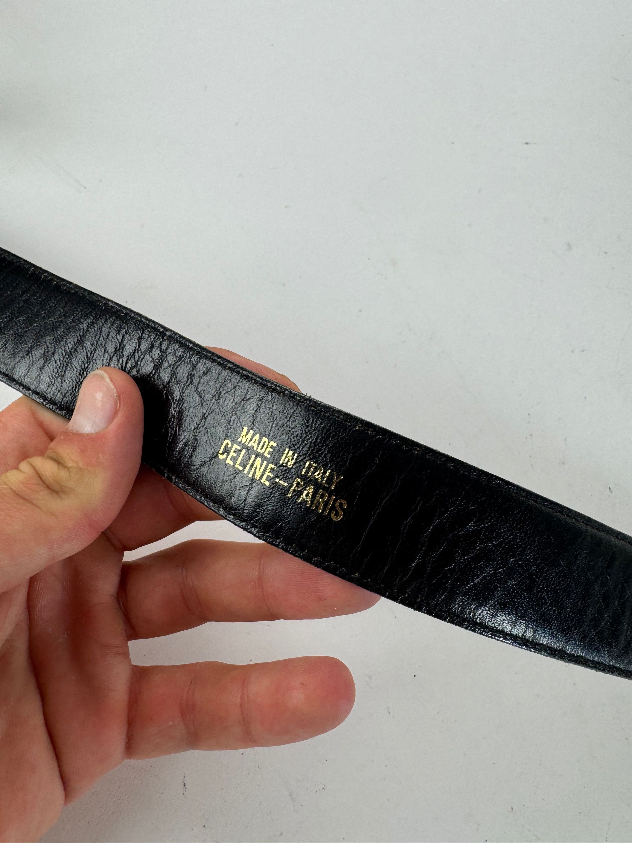 Celine Vintage Paris Carriage Logo Leather belt black Size ONE SIZE - 6 Thumbnail