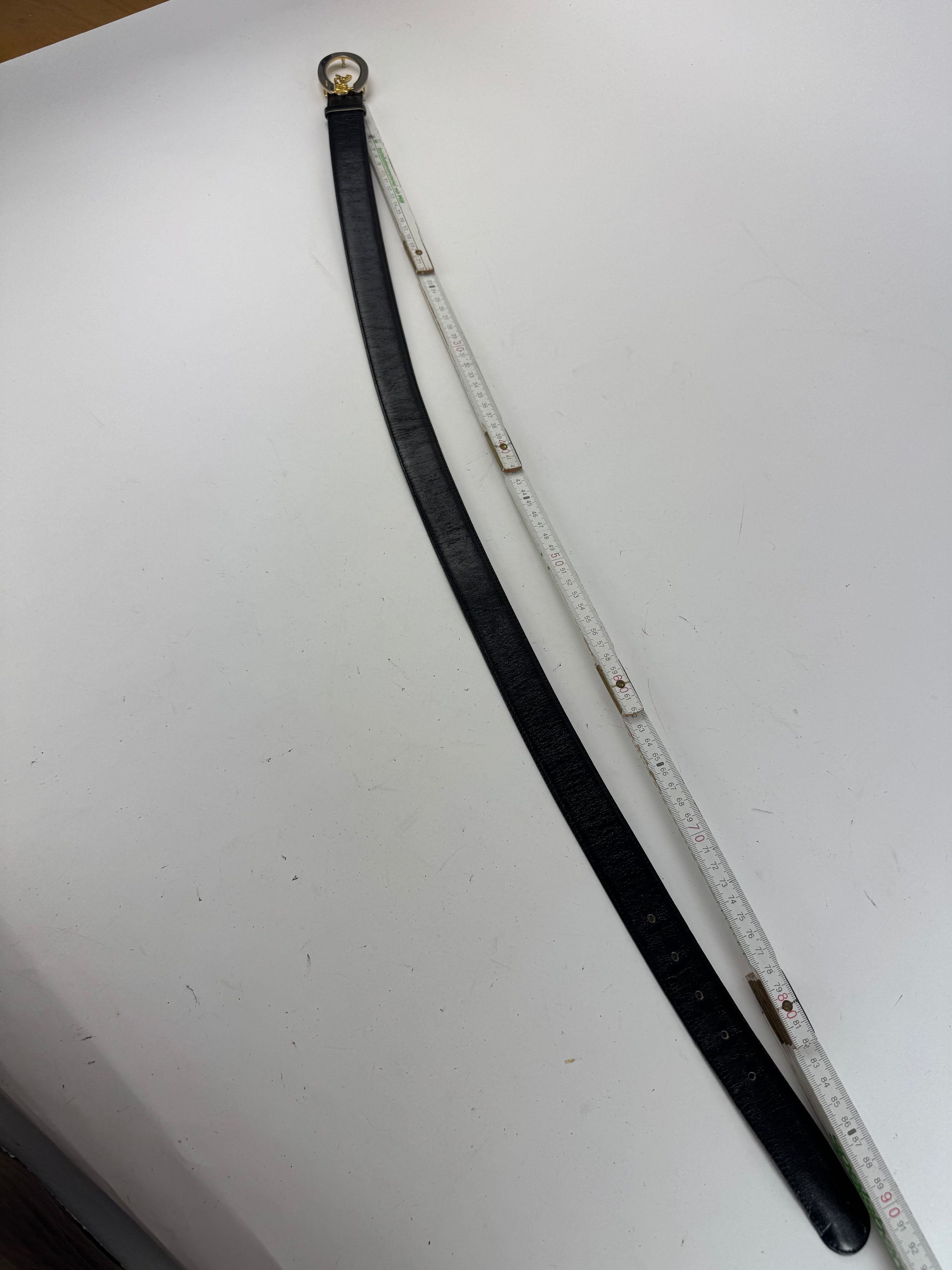 Celine Vintage Paris Carriage Logo Leather belt black Size ONE SIZE - 8 Thumbnail