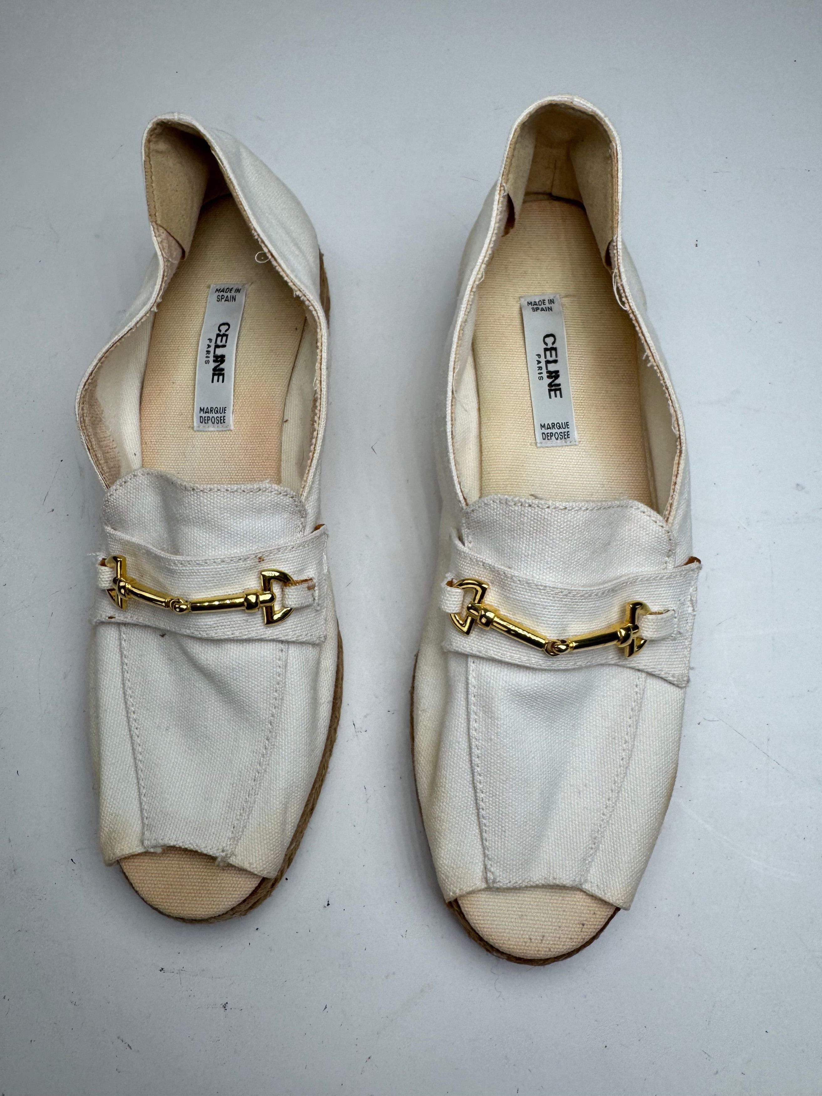 Celine Vintage Paris Cord canvas Open Toe Loafer white 38 Size US 7 / IT 37 - 5 Thumbnail