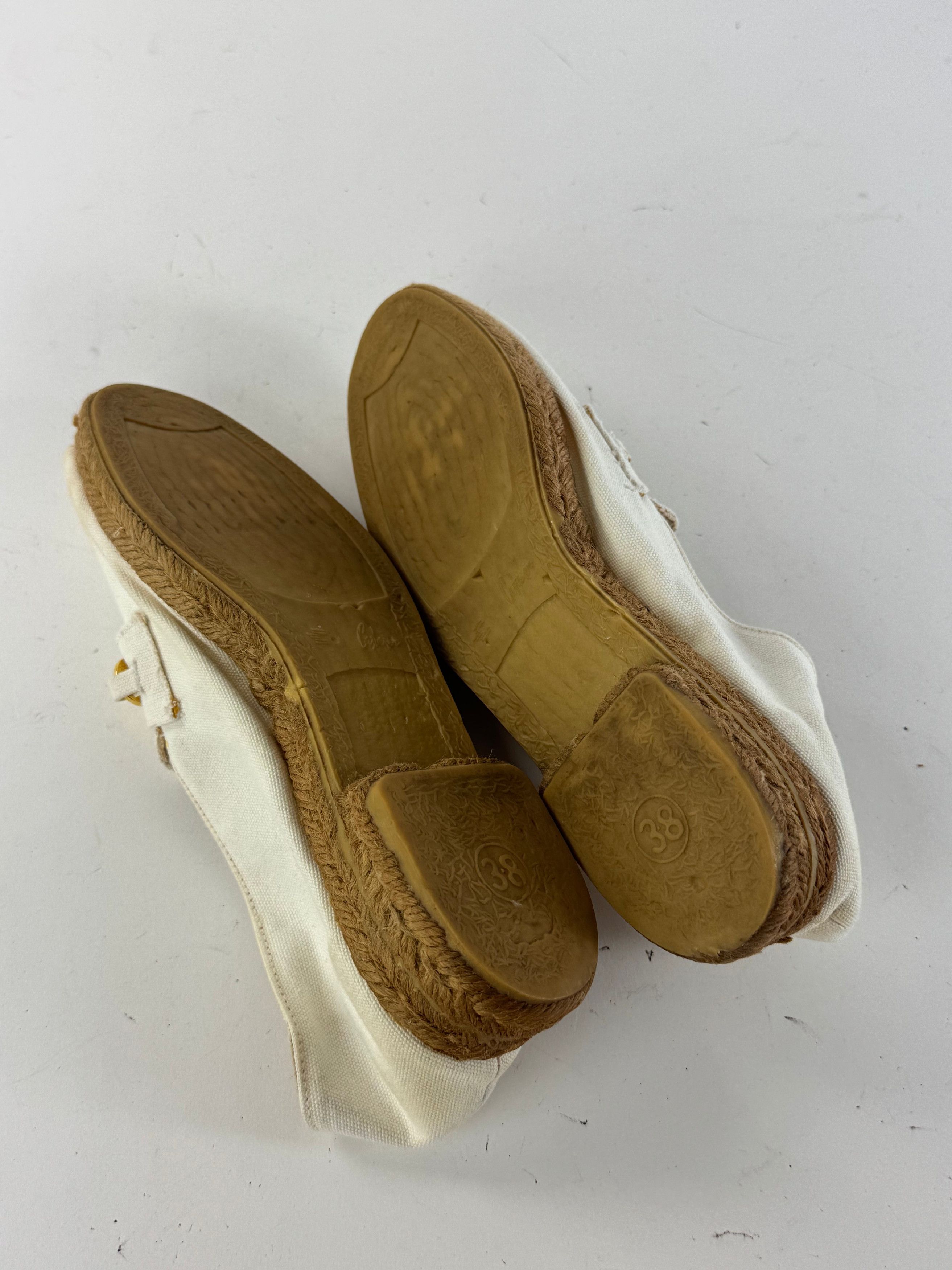 Celine Vintage Paris Cord canvas Open Toe Loafer white 38 Size US 7 / IT 37 - 7 Thumbnail