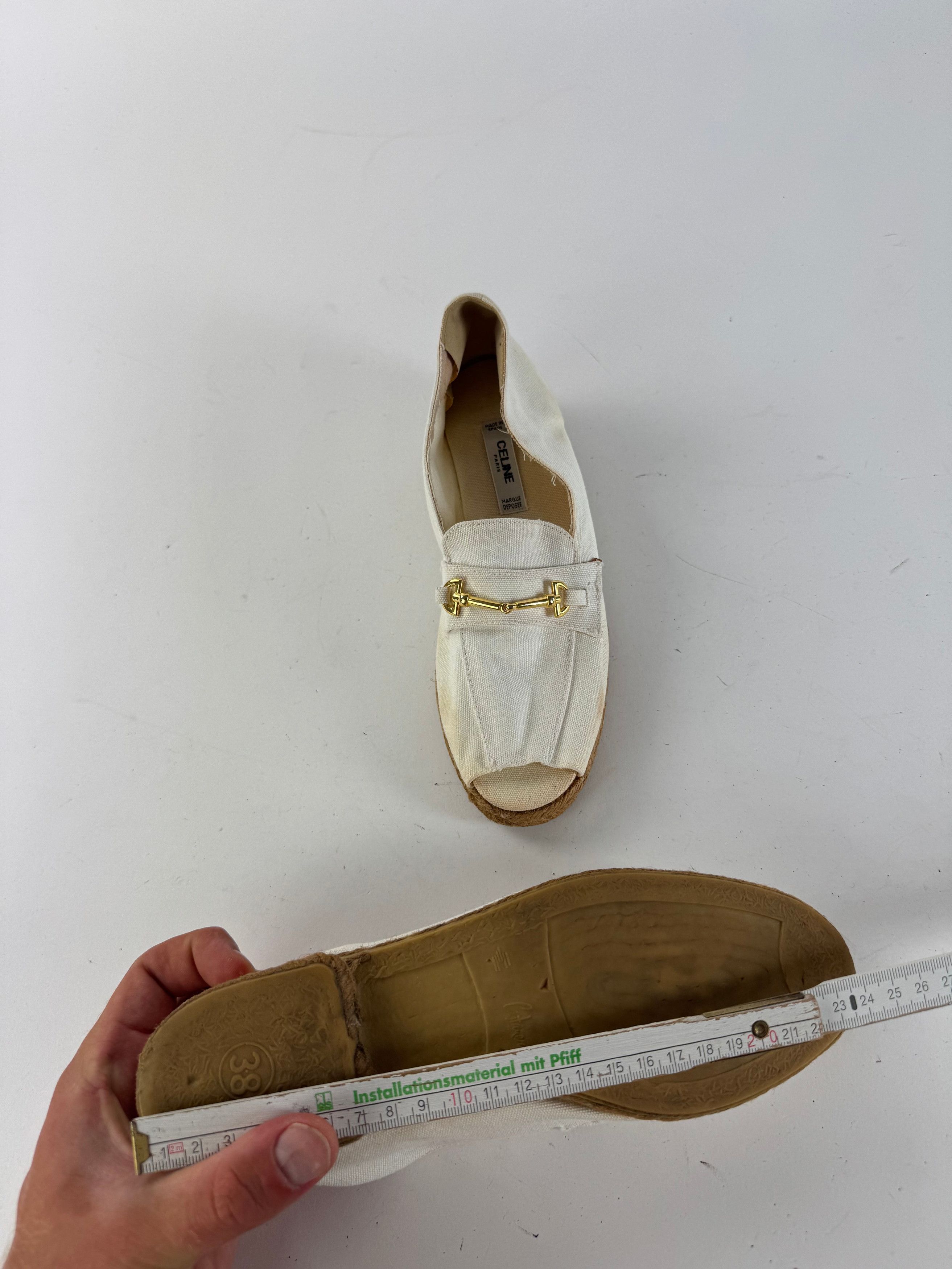 Celine Vintage Paris Cord canvas Open Toe Loafer white 38 Size US 7 / IT 37 - 8 Thumbnail