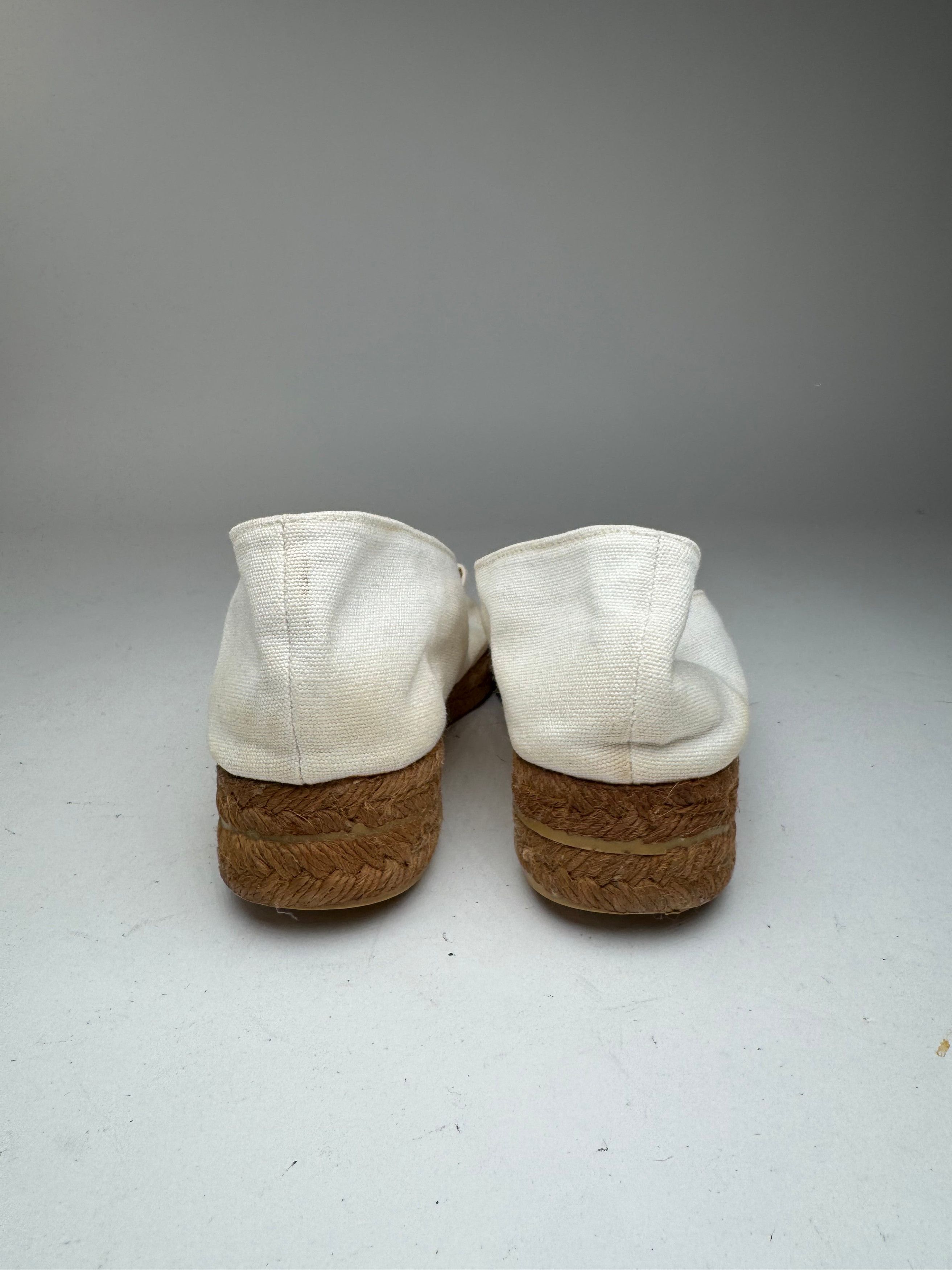 Celine Vintage Paris Cord canvas Open Toe Loafer white 38 Size US 7 / IT 37 - 4 Thumbnail