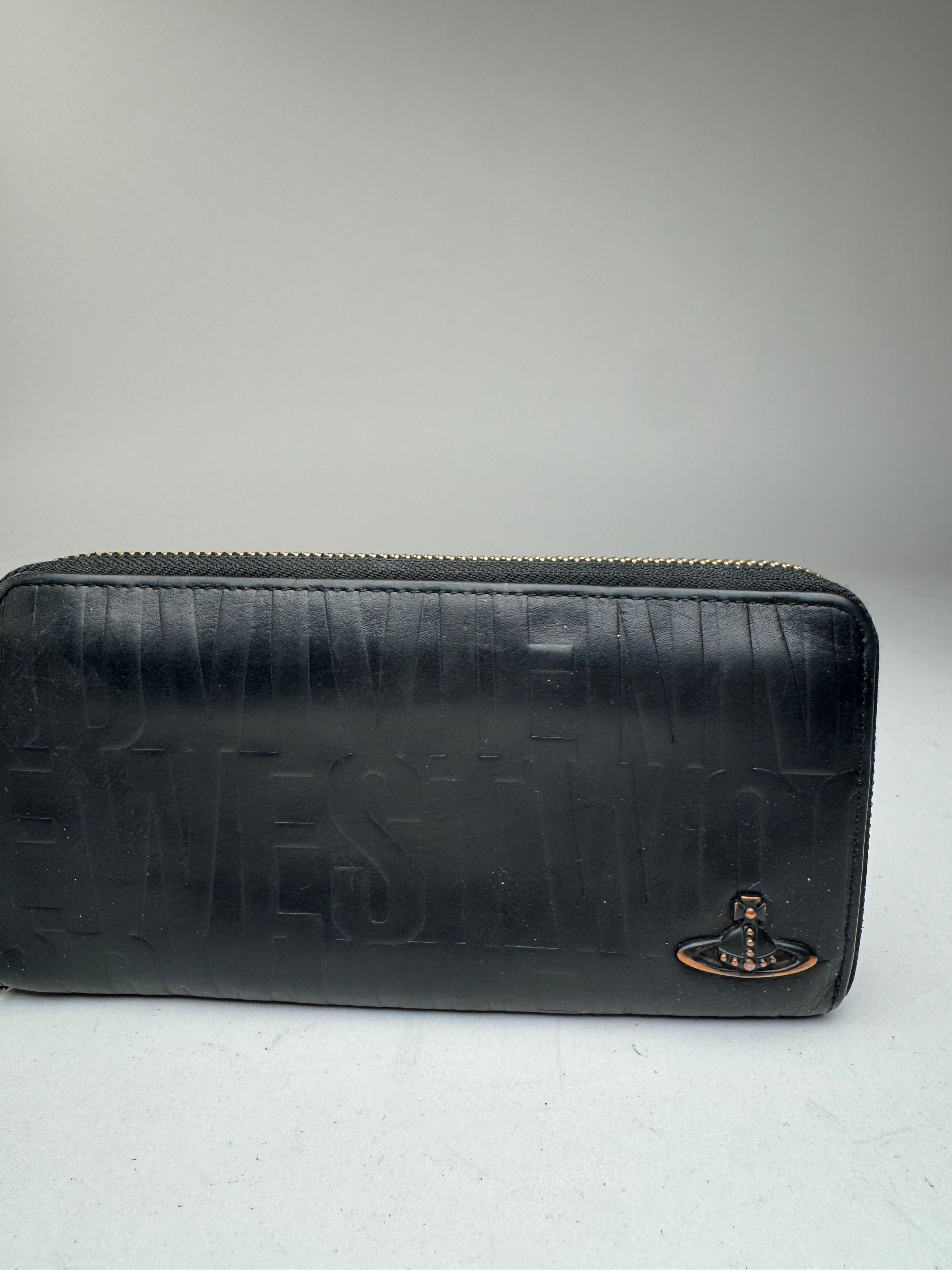 Vivienne Westwood Vintage monogram Leather zippy wallet black Size ONE SIZE - 3 Thumbnail