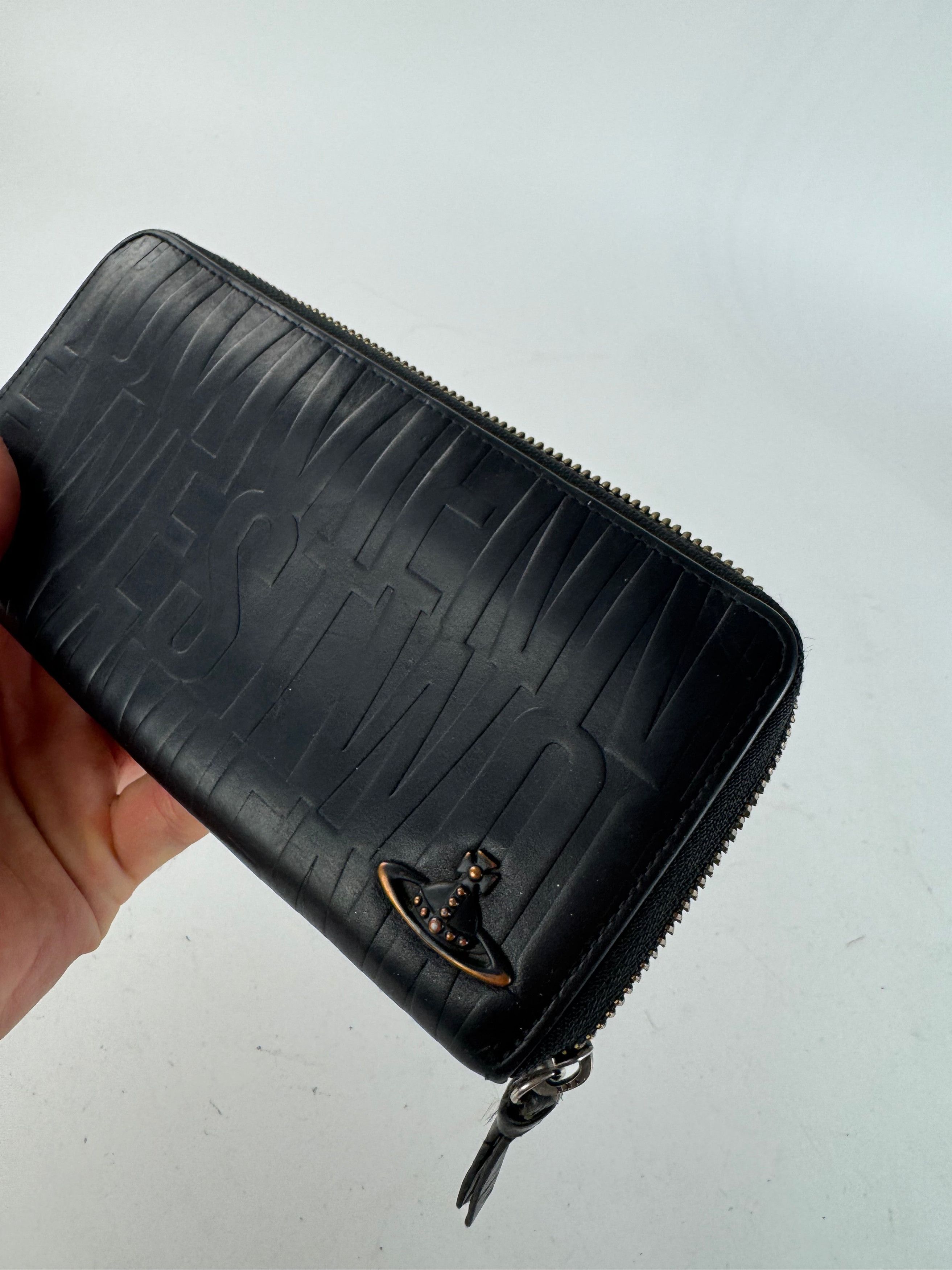 Vivienne Westwood Vintage monogram Leather zippy wallet black Size ONE SIZE - 4 Thumbnail