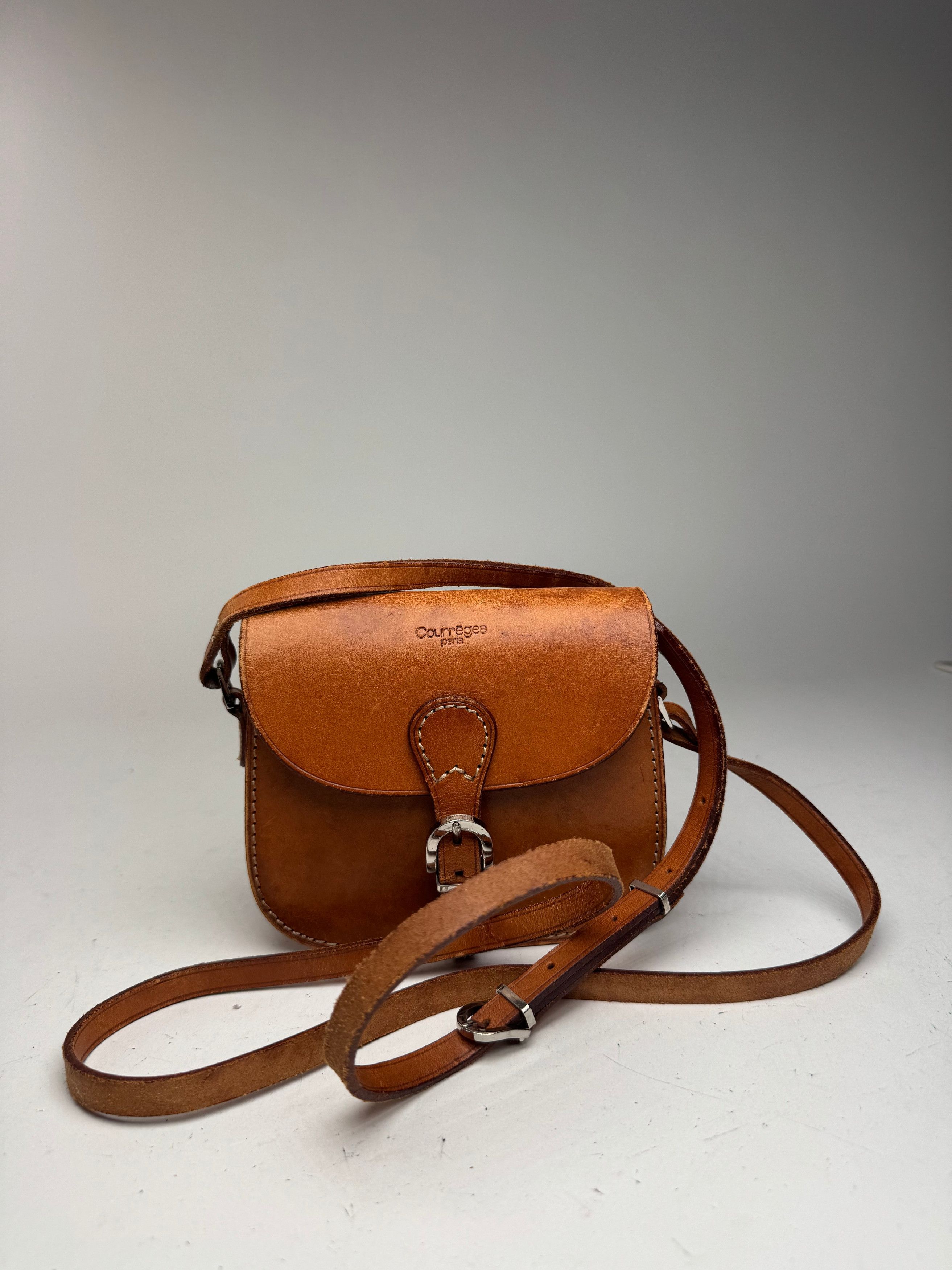 Courreges Vintage Paris Crossbody leather bag brown Size ONE SIZE - 4 Thumbnail