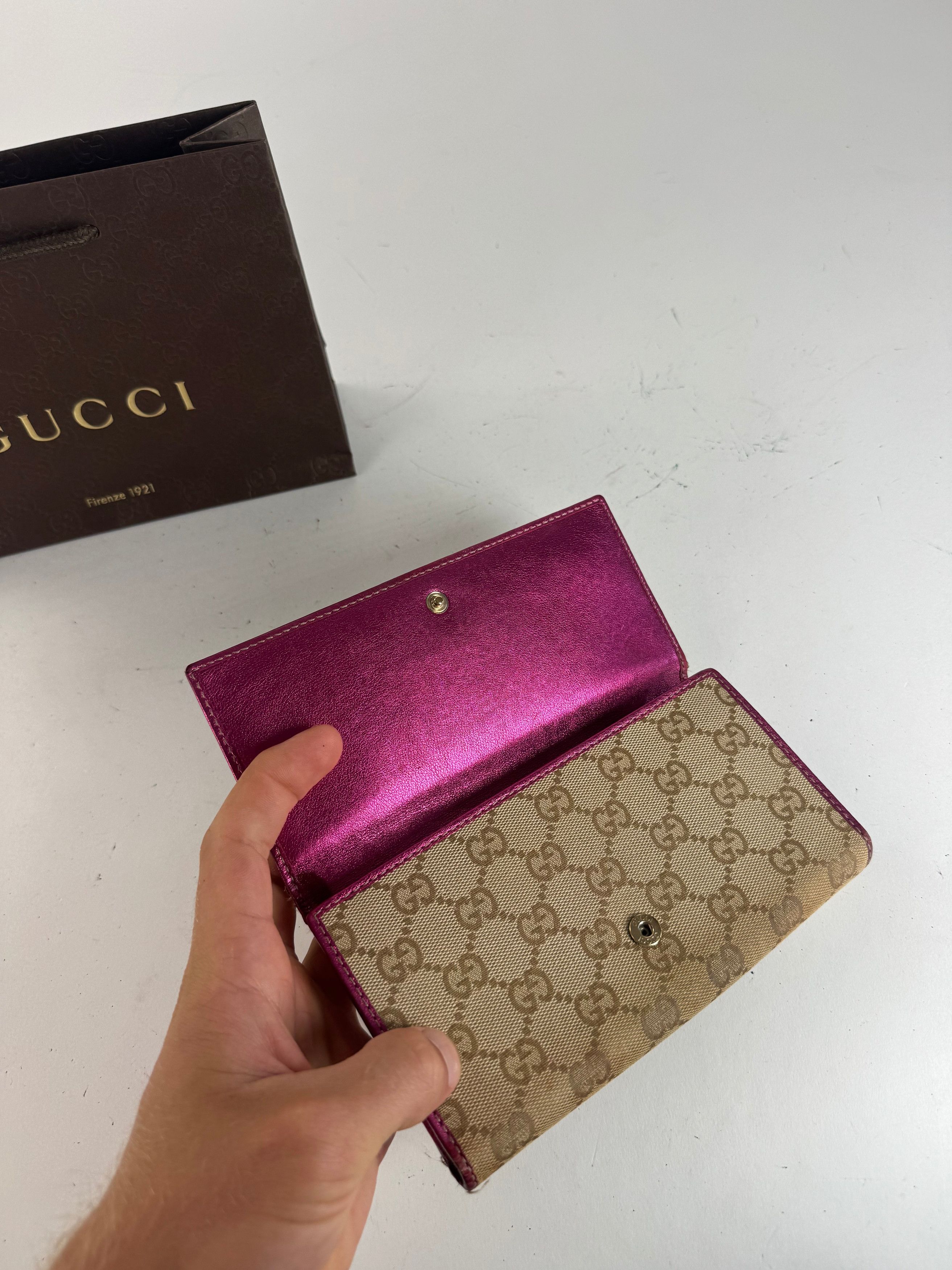 Gucci Vintage Monogram GG wallet beige purple Size ONE SIZE - 3 Thumbnail