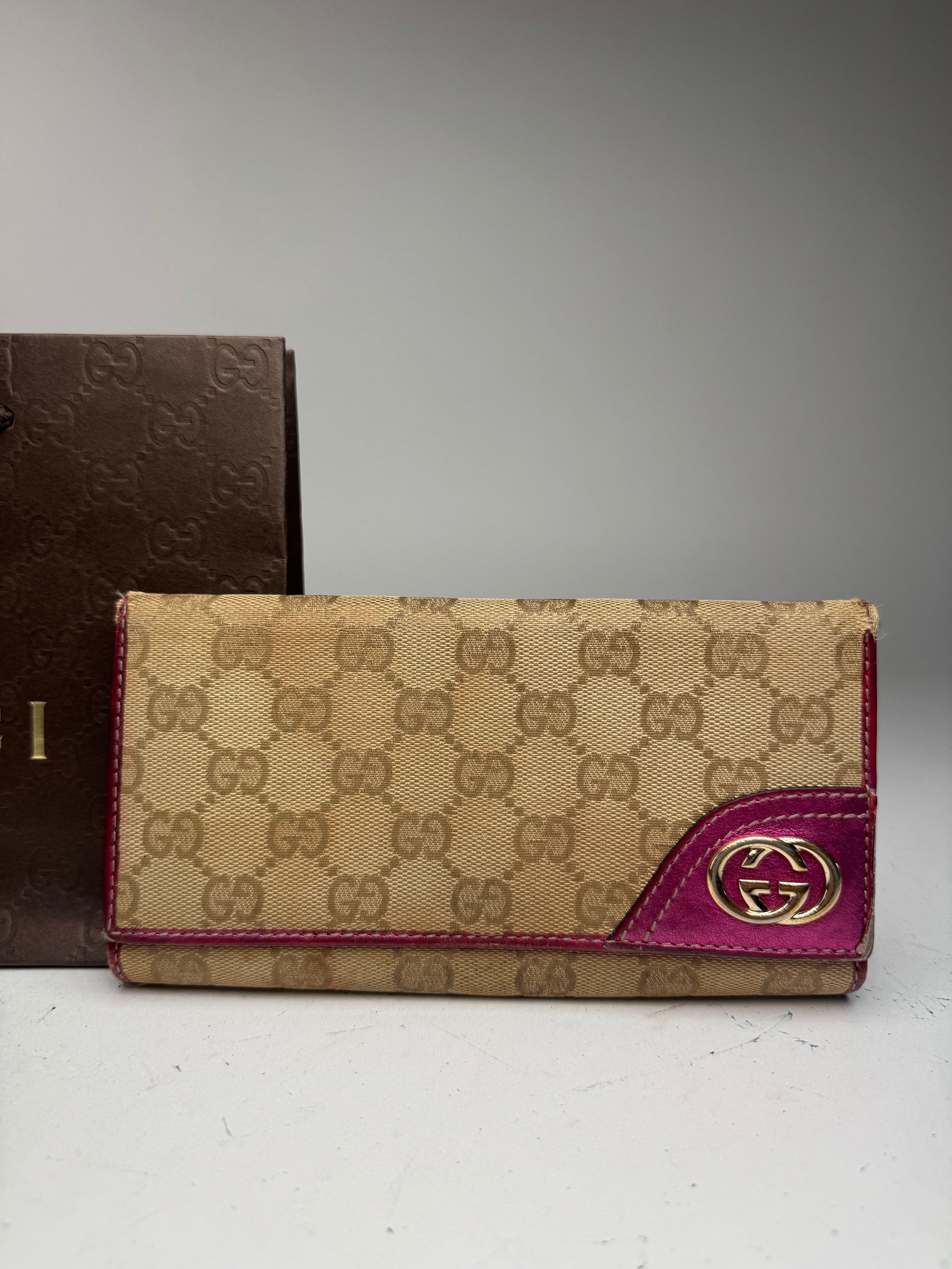 Gucci Vintage Monogram GG wallet beige purple Size ONE SIZE - 8 Thumbnail