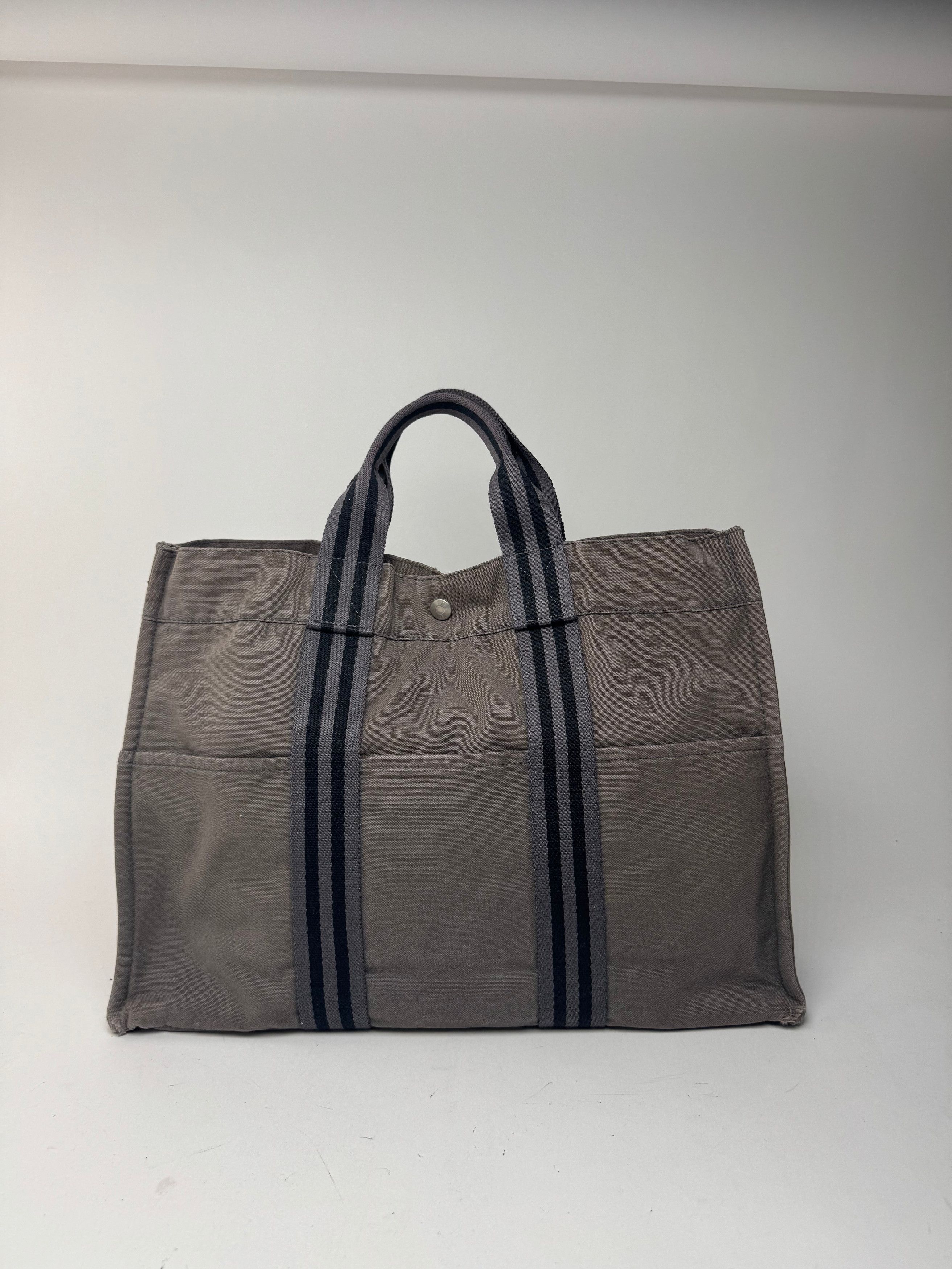 Other Vintage Hermes canvas Tote bag grey black Size ONE SIZE - 9 Thumbnail