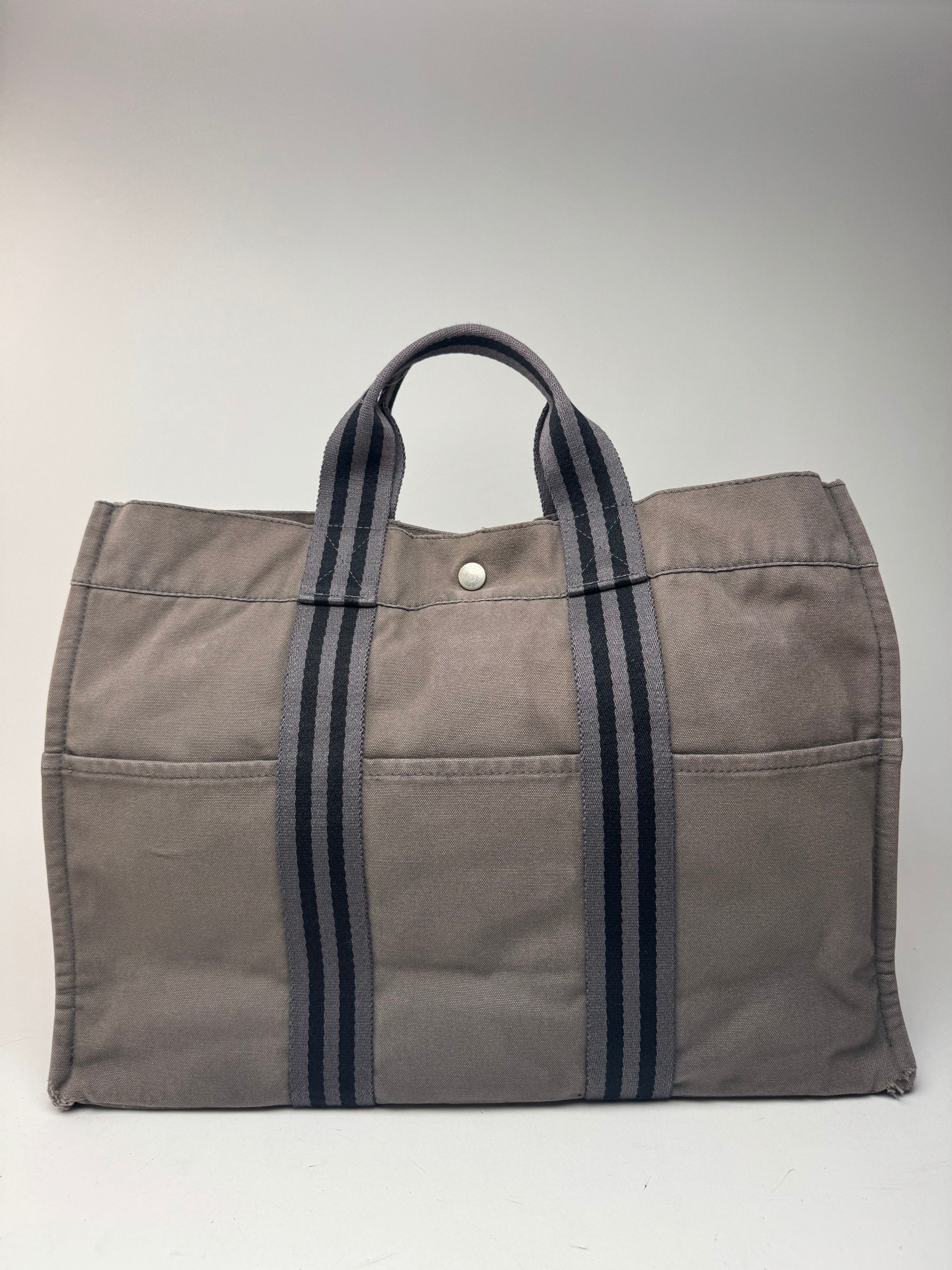 Other Vintage Hermes canvas Tote bag grey black Size ONE SIZE - 7 Thumbnail