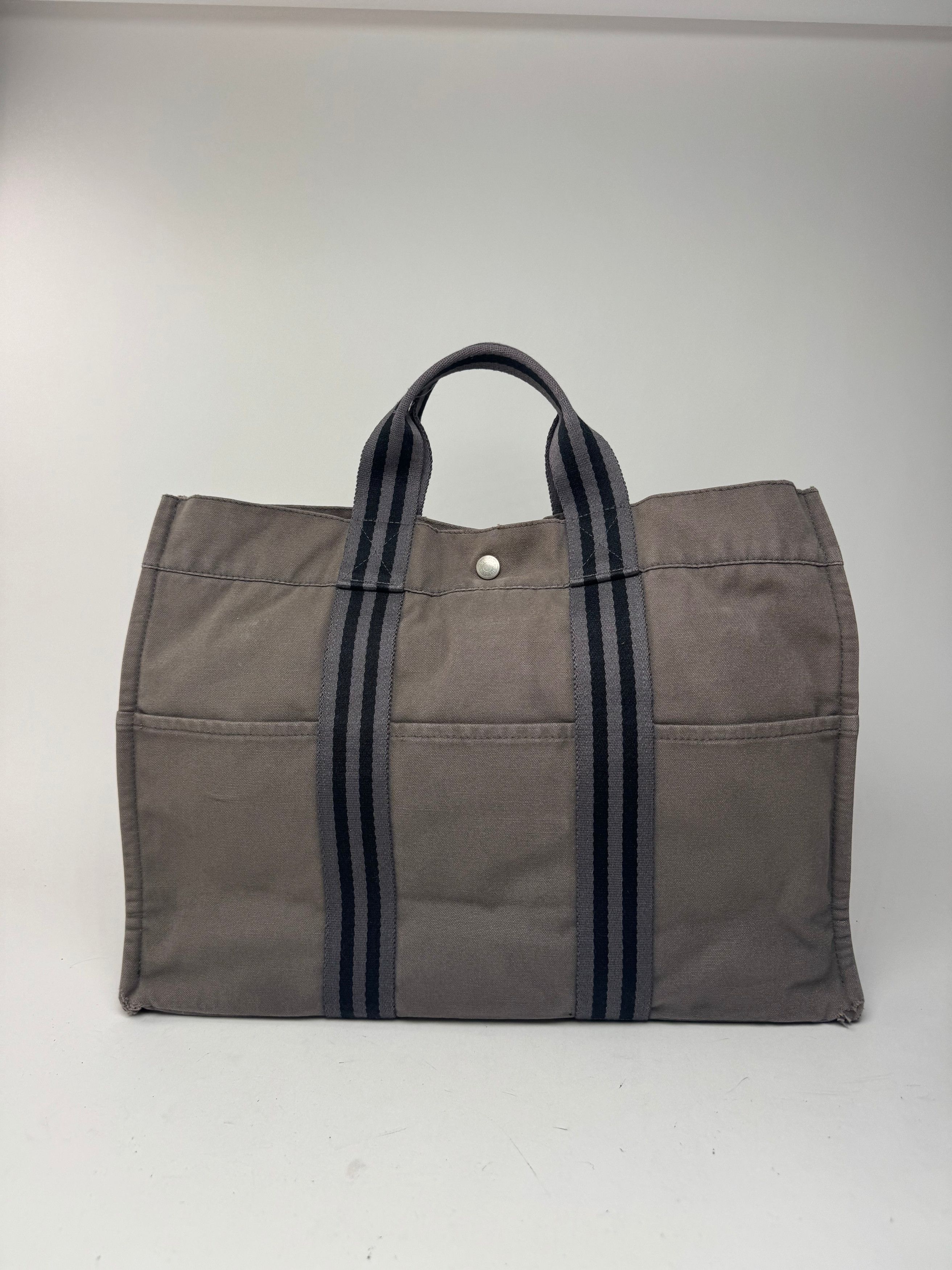 Other Vintage Hermes canvas Tote bag grey black Size ONE SIZE - 3 Thumbnail