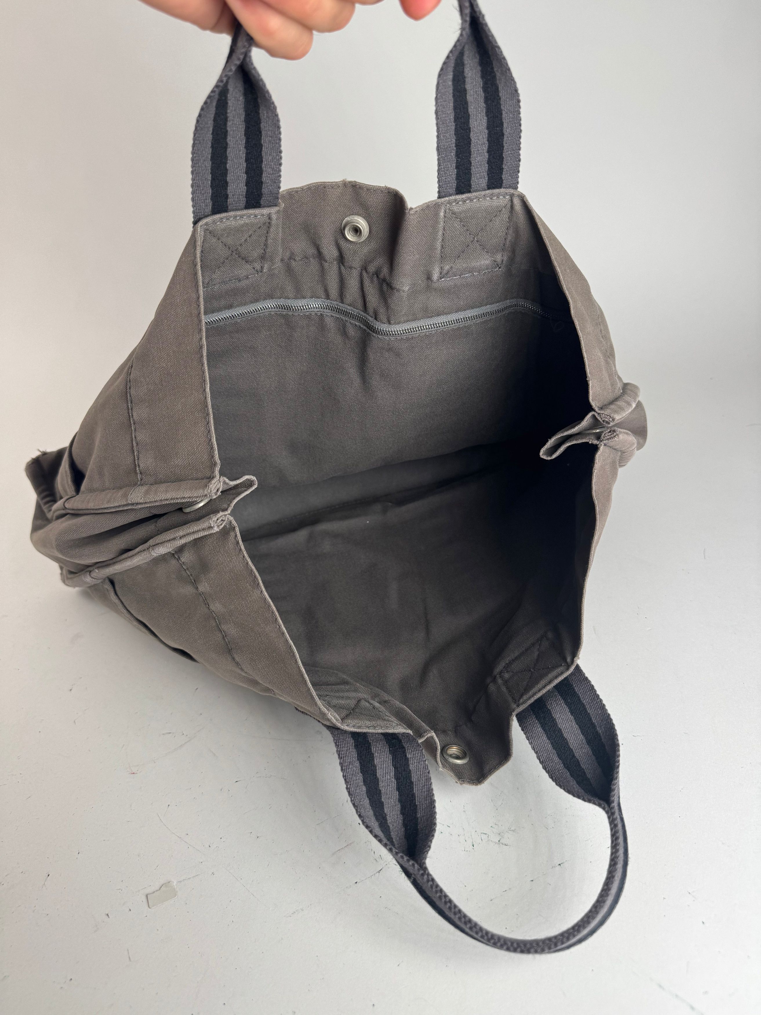 Other Vintage Hermes canvas Tote bag grey black Size ONE SIZE - 2 Thumbnail