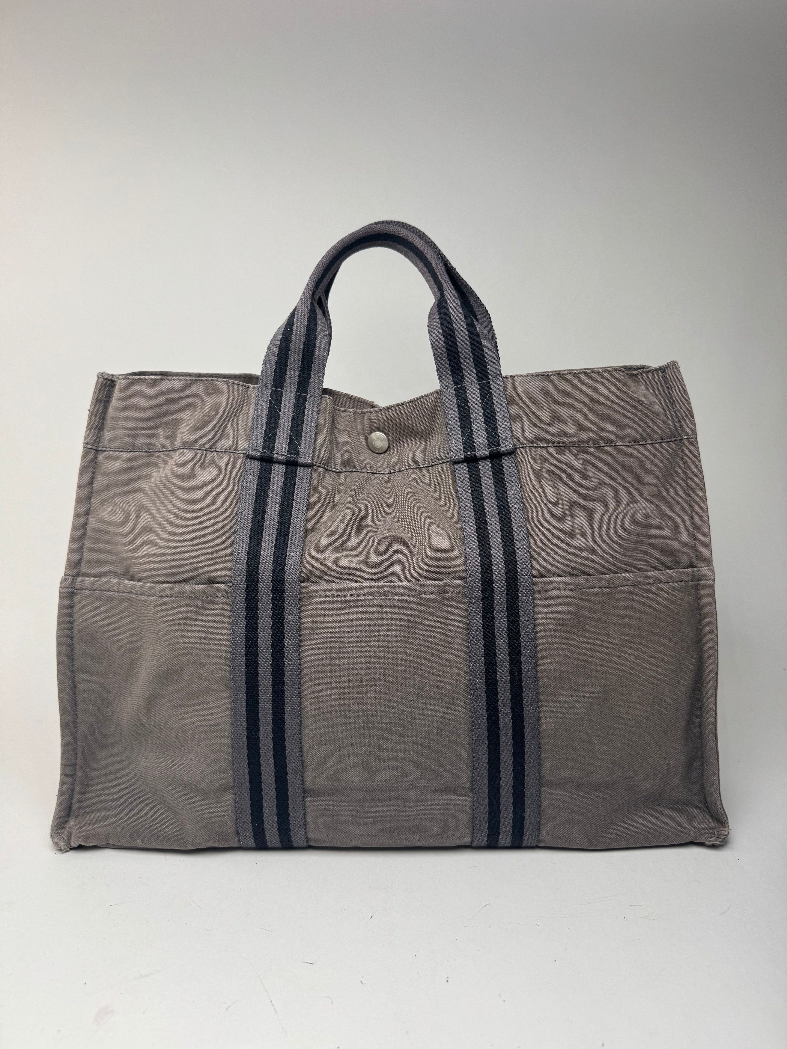 Other Vintage Hermes canvas Tote bag grey black Size ONE SIZE - 5 Thumbnail