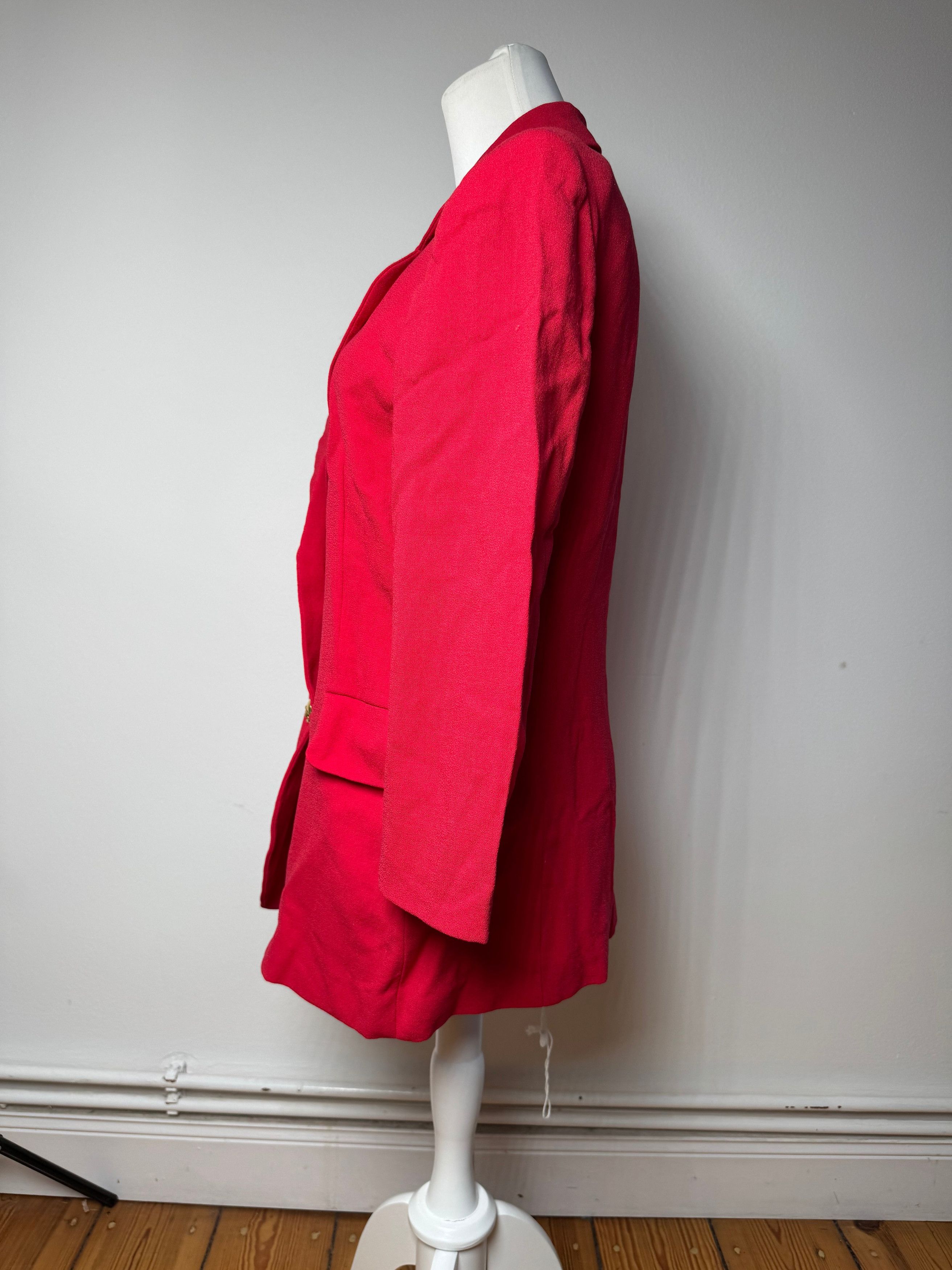 Balenciaga Vintage Silk Blazer / Trench Red L Size S / US 4 / IT 40 - 2 Thumbnail