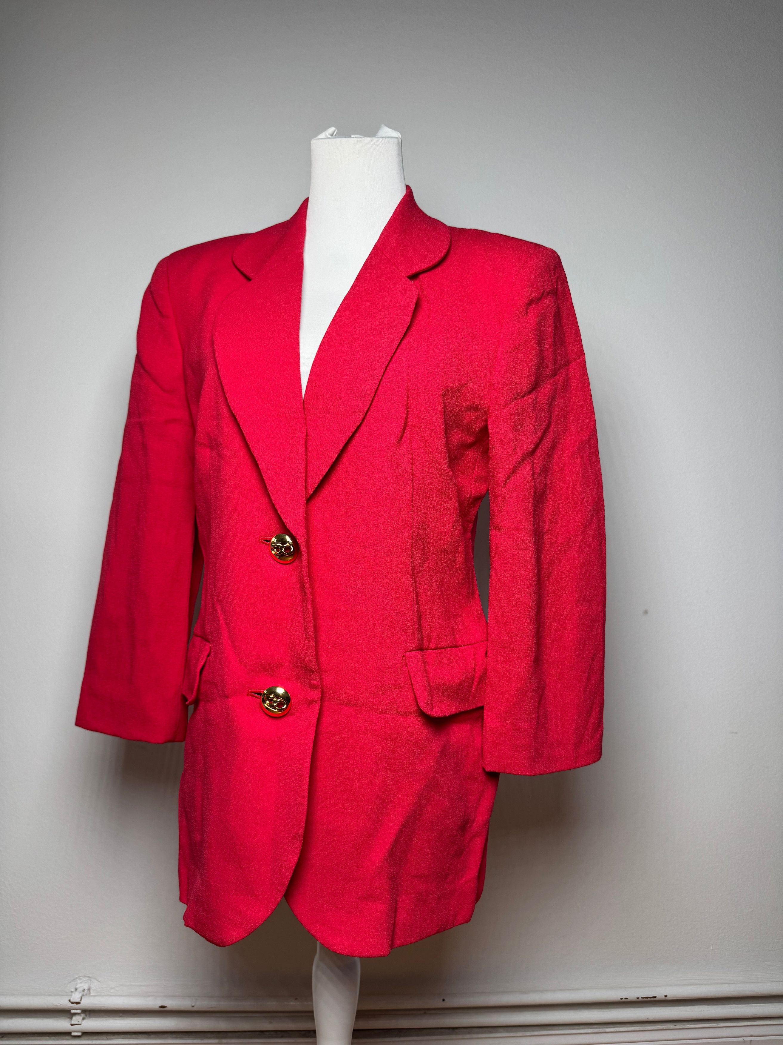 Balenciaga Vintage Silk Blazer / Trench Red L Size S / US 4 / IT 40 - 6 Thumbnail