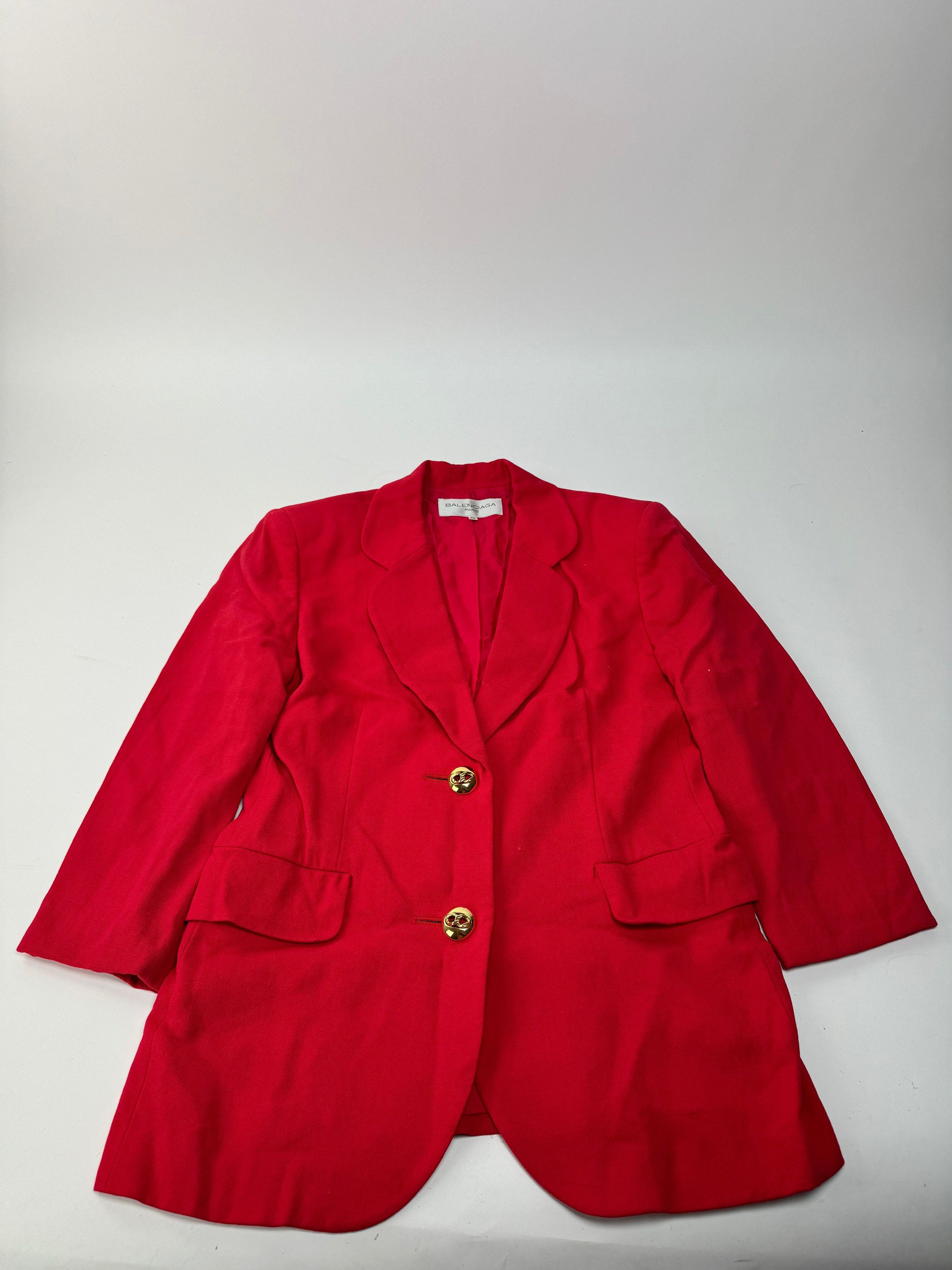 Balenciaga Vintage Silk Blazer / Trench Red L Size S / US 4 / IT 40 - 4 Thumbnail