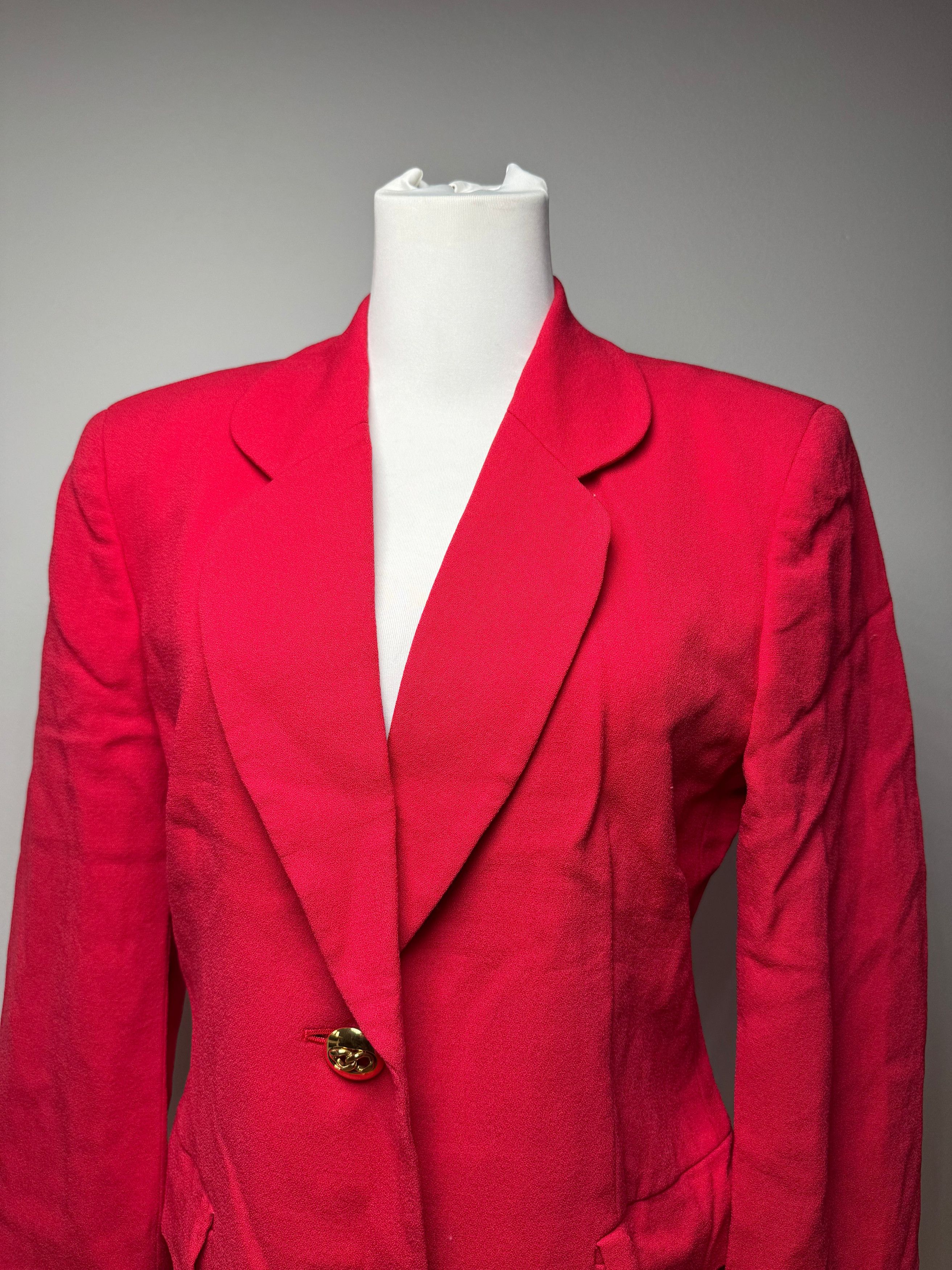 Balenciaga Vintage Silk Blazer / Trench Red L Size S / US 4 / IT 40 - 9 Thumbnail