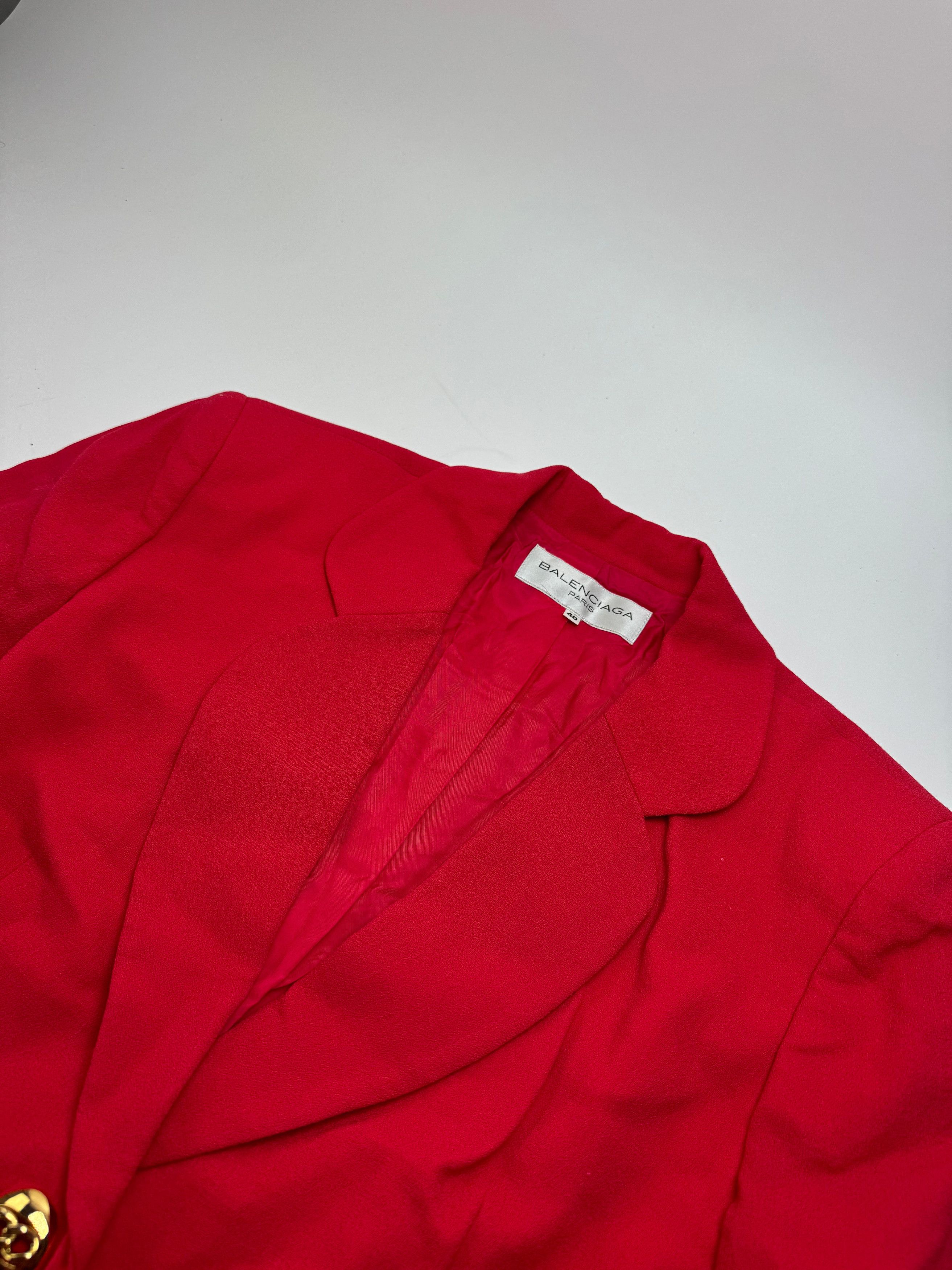Balenciaga Vintage Silk Blazer / Trench Red L Size S / US 4 / IT 40 - 5 Thumbnail