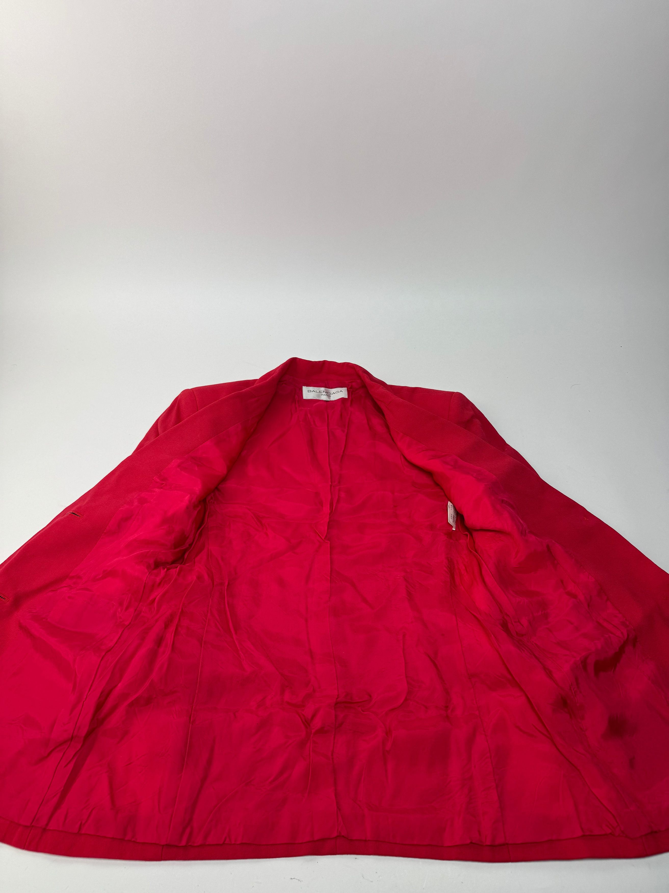 Balenciaga Vintage Silk Blazer / Trench Red L Size S / US 4 / IT 40 - 13 Thumbnail