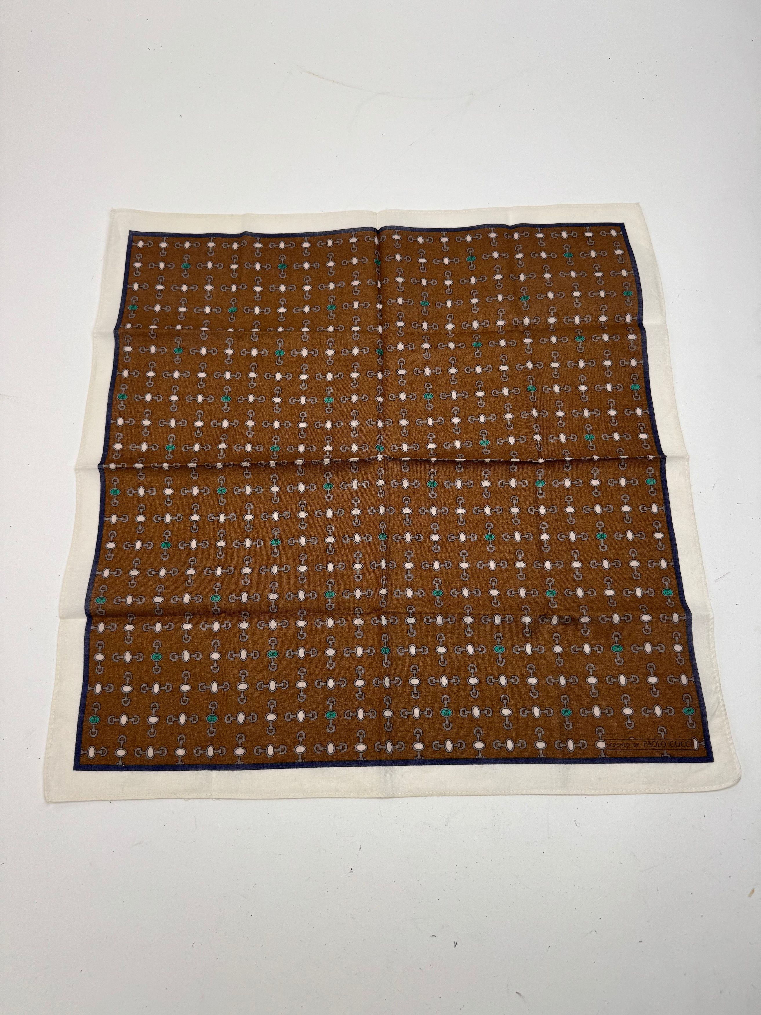 Gucci Vintage Horsebit monogram Scarf Brown white Size ONE SIZE - 2 Thumbnail