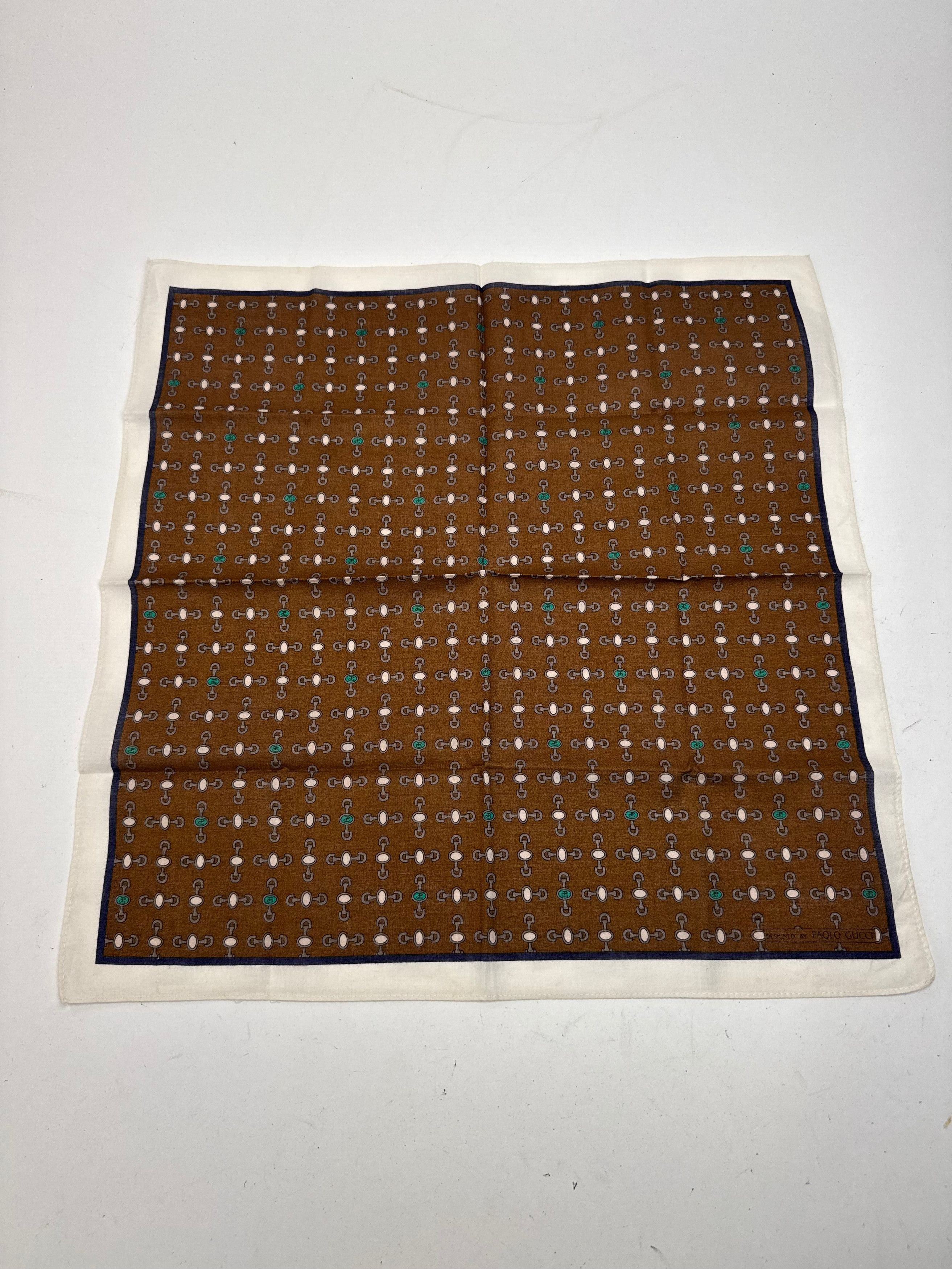 Gucci Vintage Horsebit monogram Scarf Brown white Size ONE SIZE - 3 Thumbnail