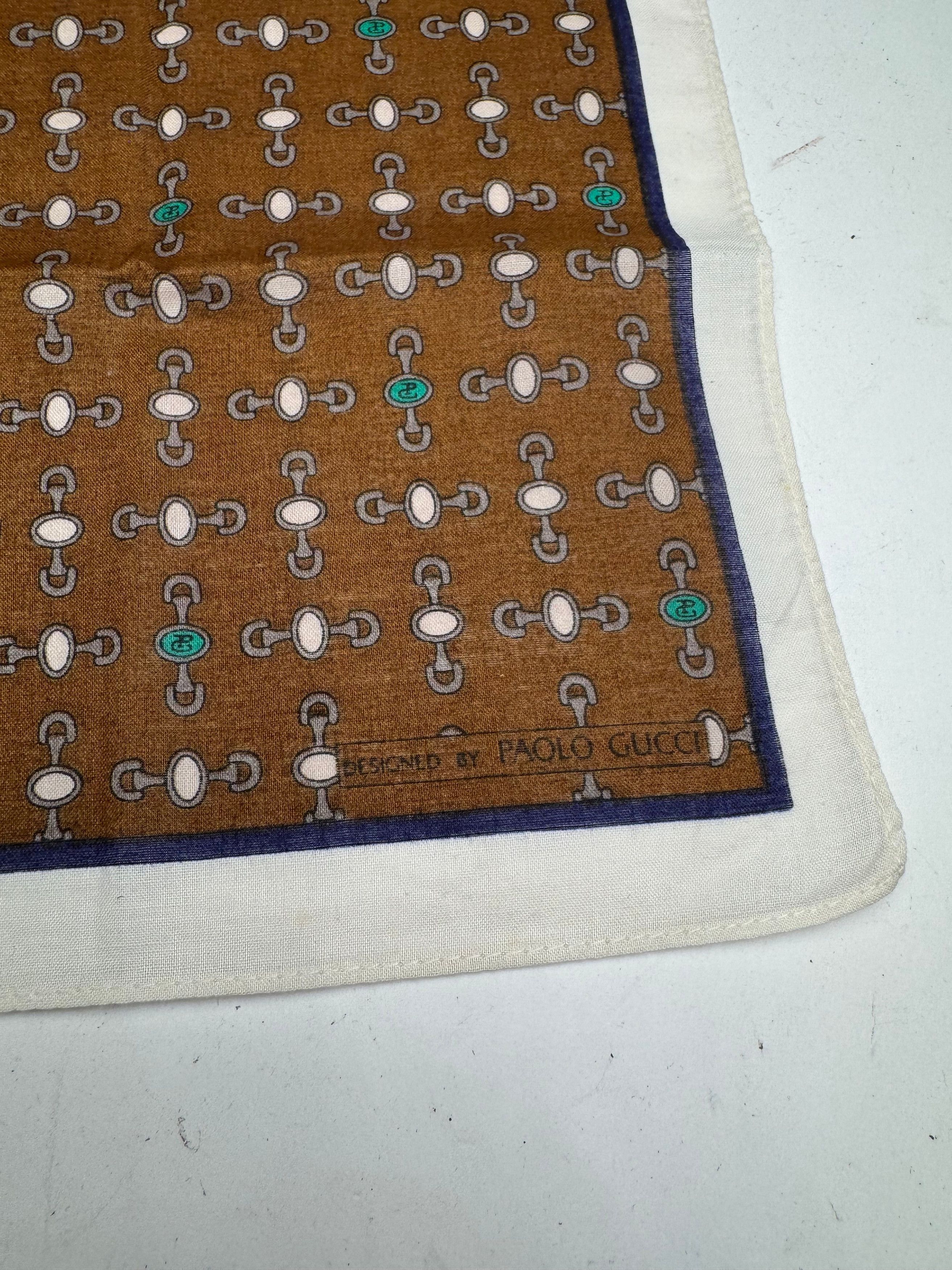 Gucci Vintage Horsebit monogram Scarf Brown white Size ONE SIZE - 4 Thumbnail