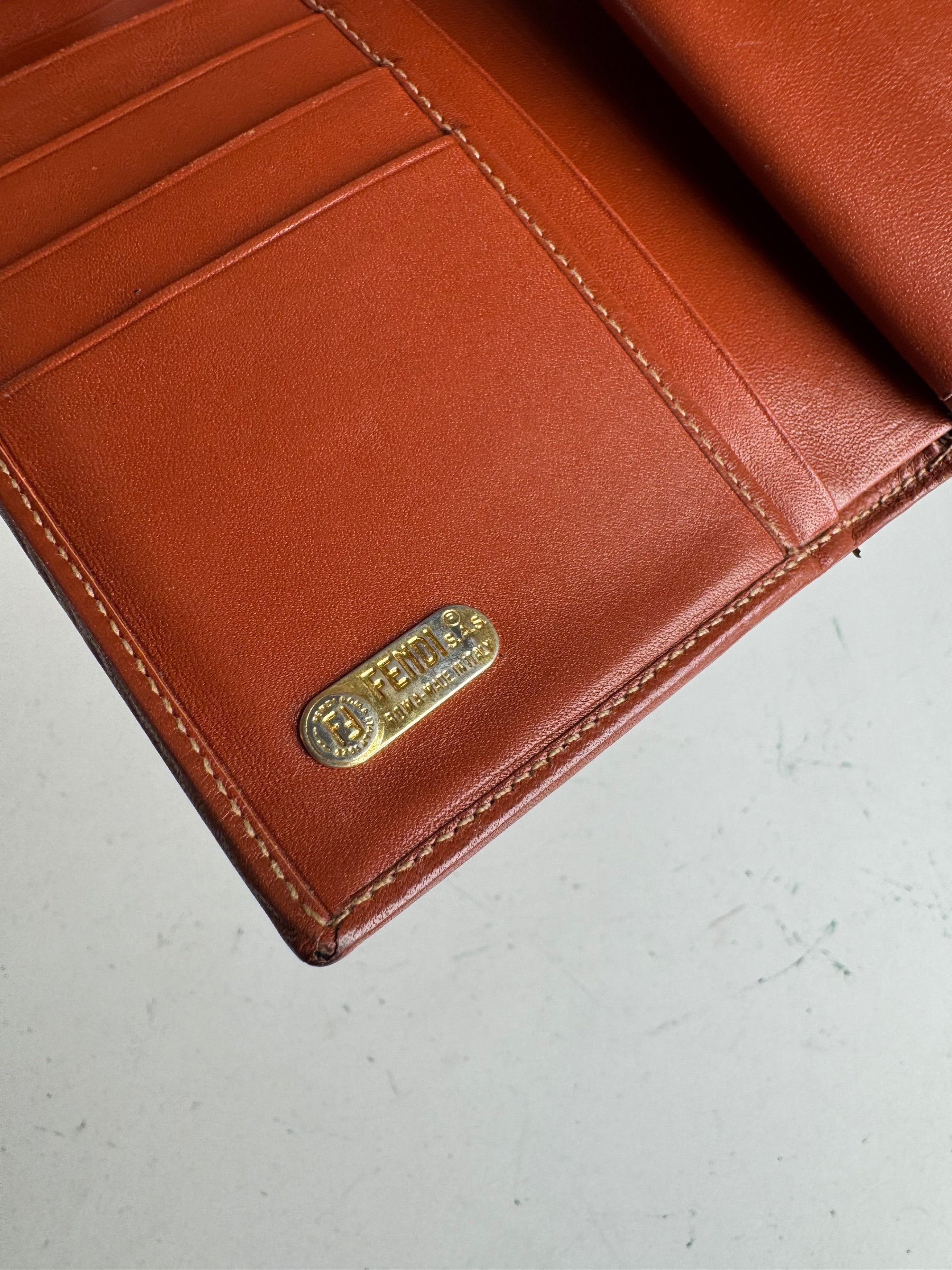 Fendi Vintage Roma Striped Leather wallet brown black grey Size ONE SIZE - 7 Thumbnail