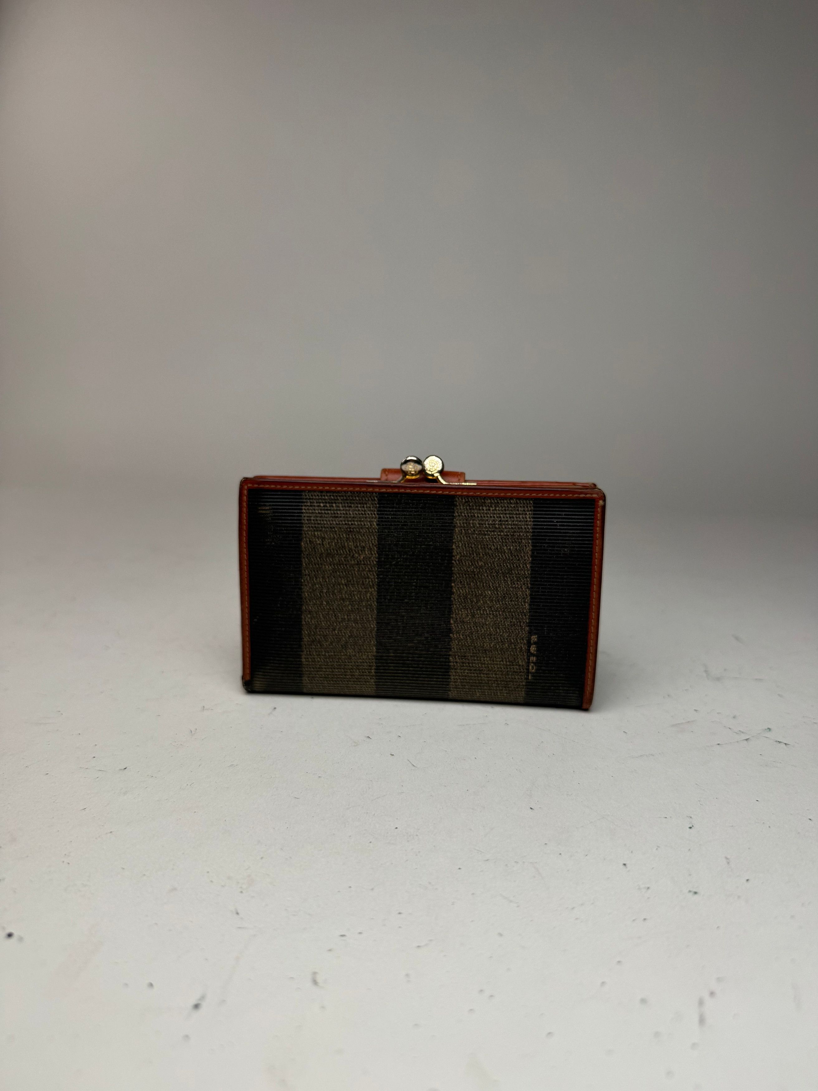 Fendi Vintage Roma Striped Leather wallet brown black grey Size ONE SIZE - 4 Thumbnail