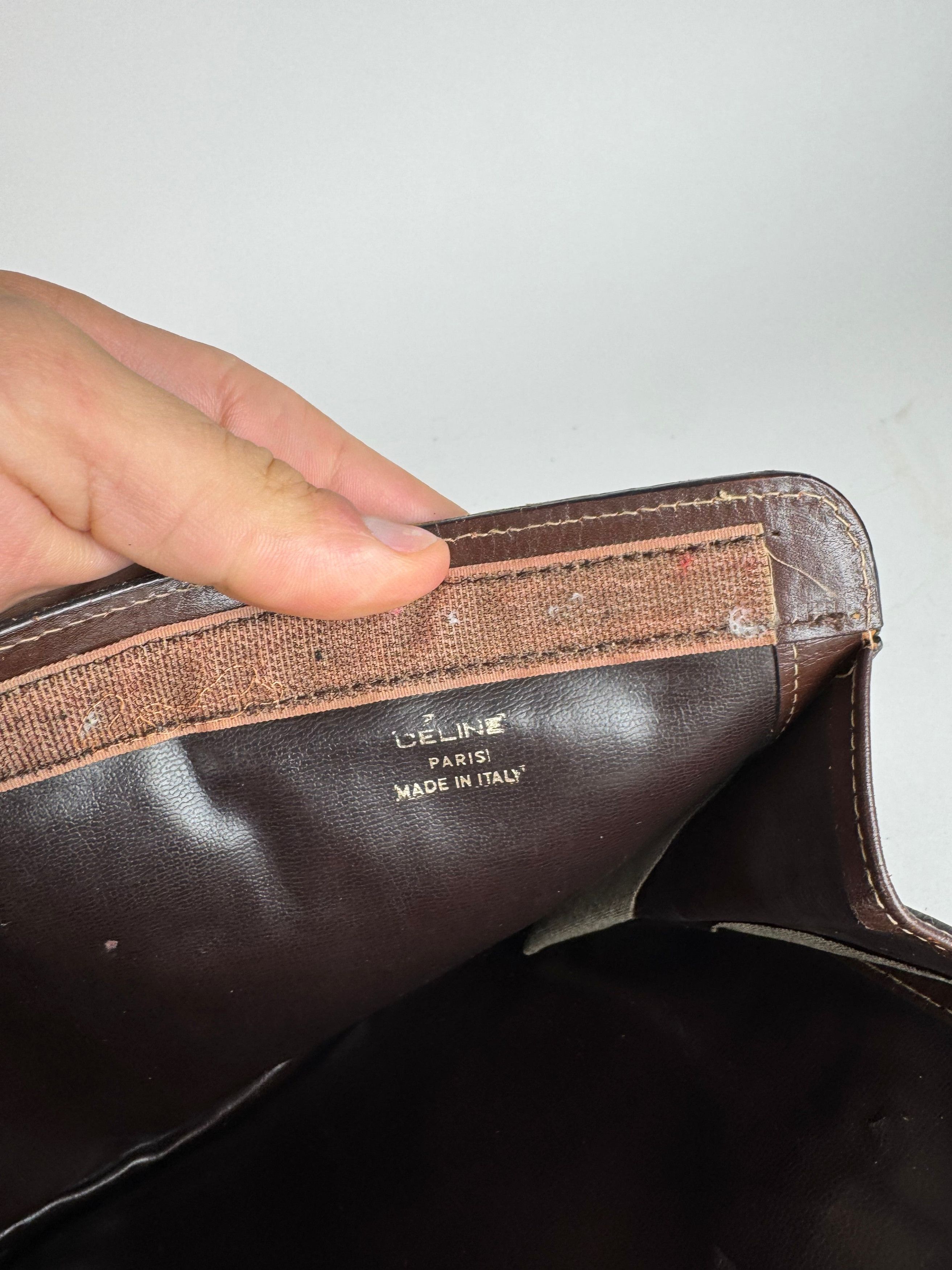 Celine Vintage Macadam Monogram Canvas Leather clutch brown grey Size ONE SIZE - 4 Thumbnail