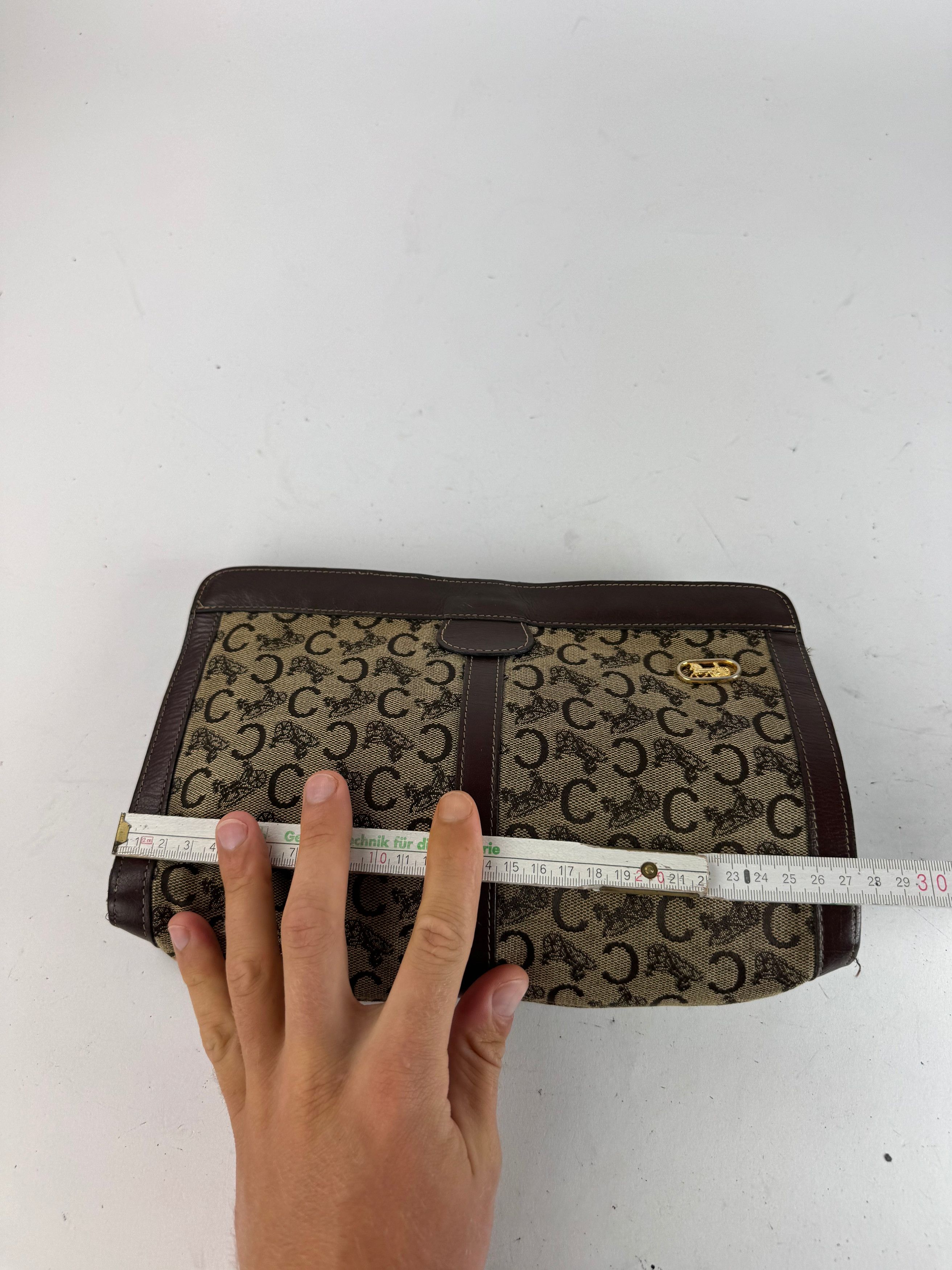 Celine Vintage Macadam Monogram Canvas Leather clutch brown grey Size ONE SIZE - 10 Thumbnail